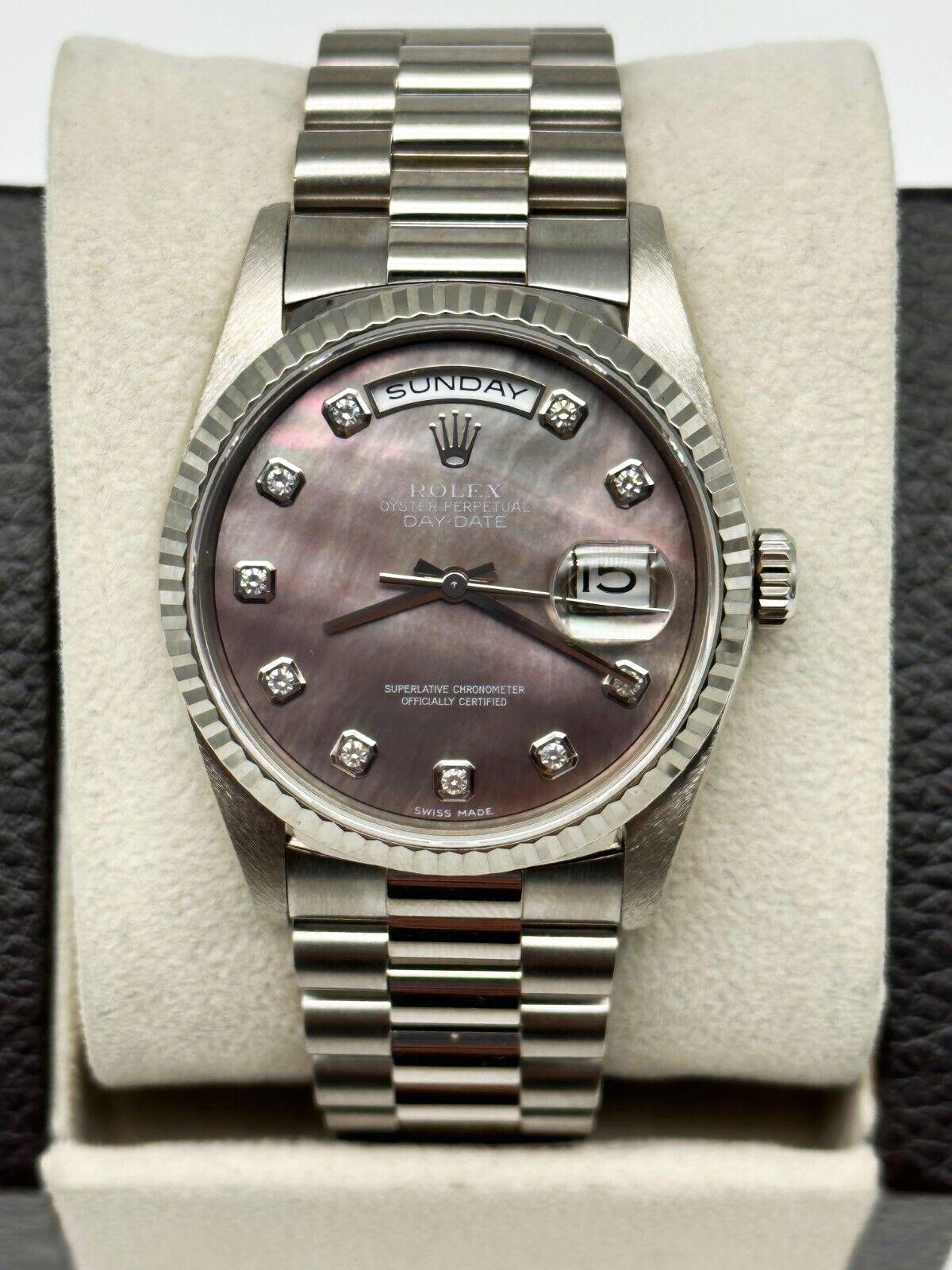 Rolex 18239 Präsident Tahitian MOP Diamant-Zifferblatt 18K Weißgold Box Papier 2