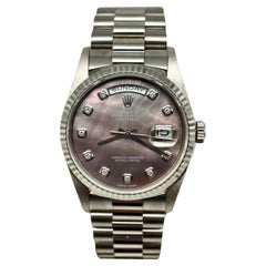 Rolex 18239 Präsident Tahitian MOP Diamant-Zifferblatt 18K Weißgold Box Papier