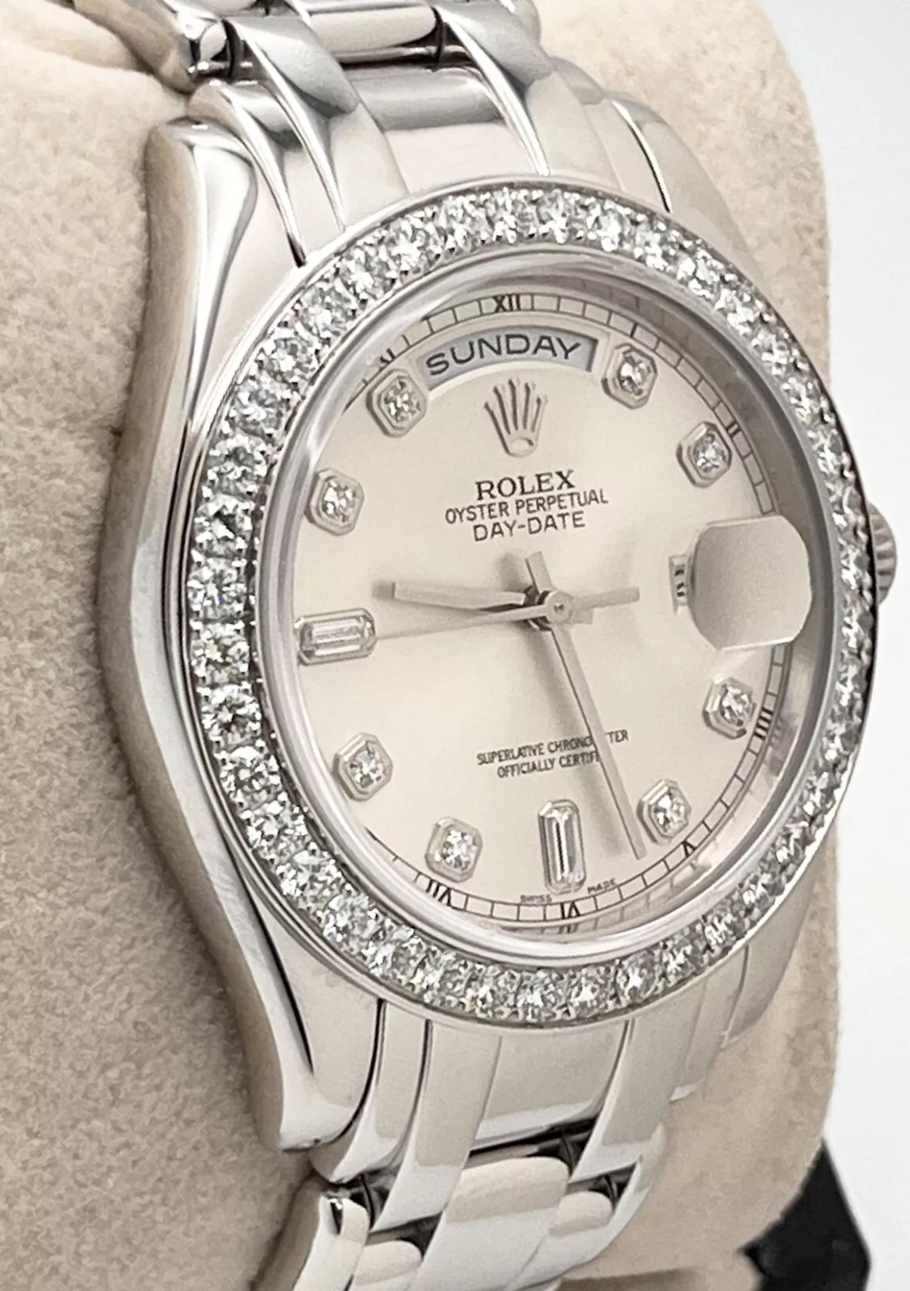 Rolex 18946 Day Date Platin Masterpiece 39mm Fabrik Diamant Lünette & Zifferblatt (Rundschliff)
