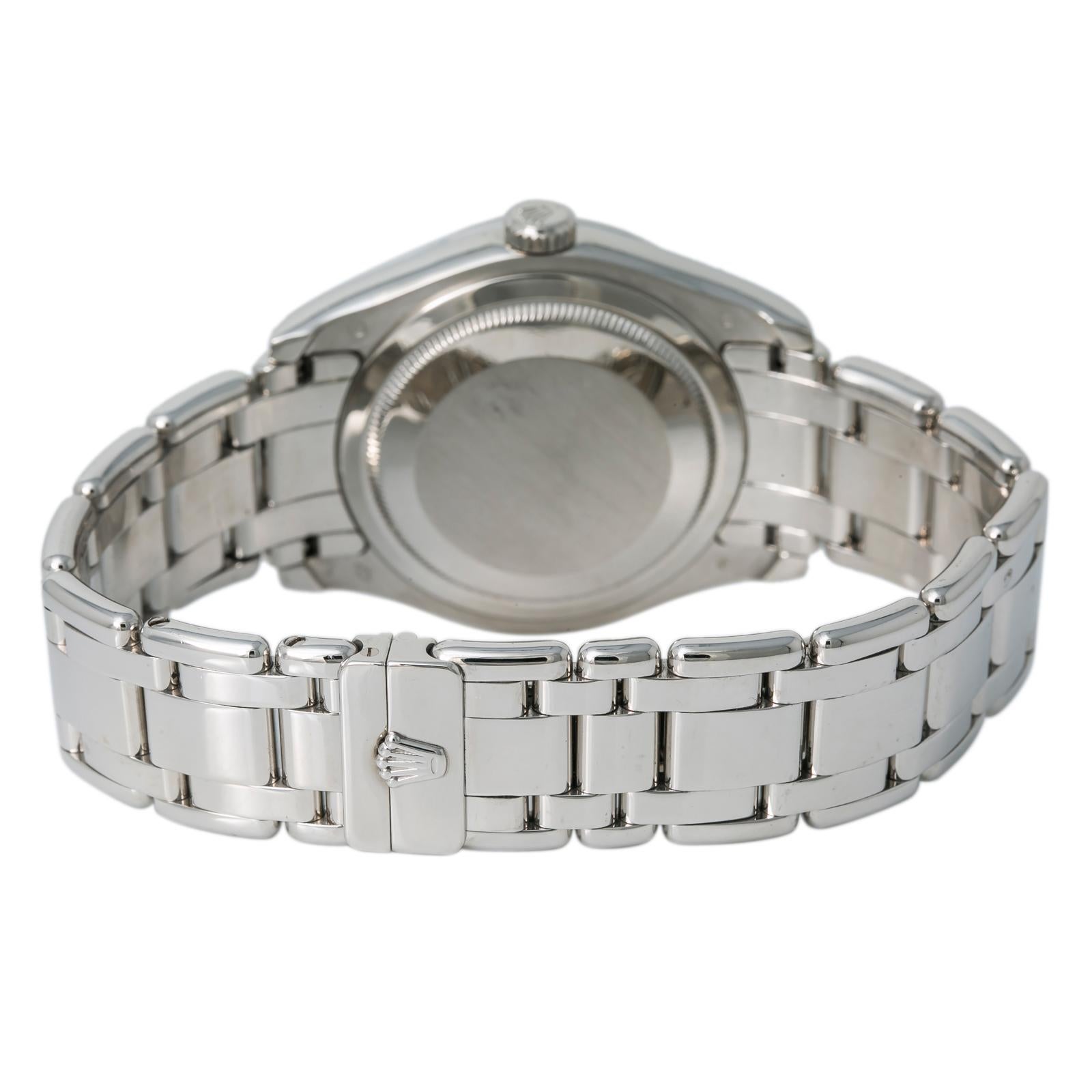 Rolex 18946 Day-Date Platinum Masterpiece Tahitian MOP Mens Automatic Watch 39mm In Good Condition For Sale In Miami, FL
