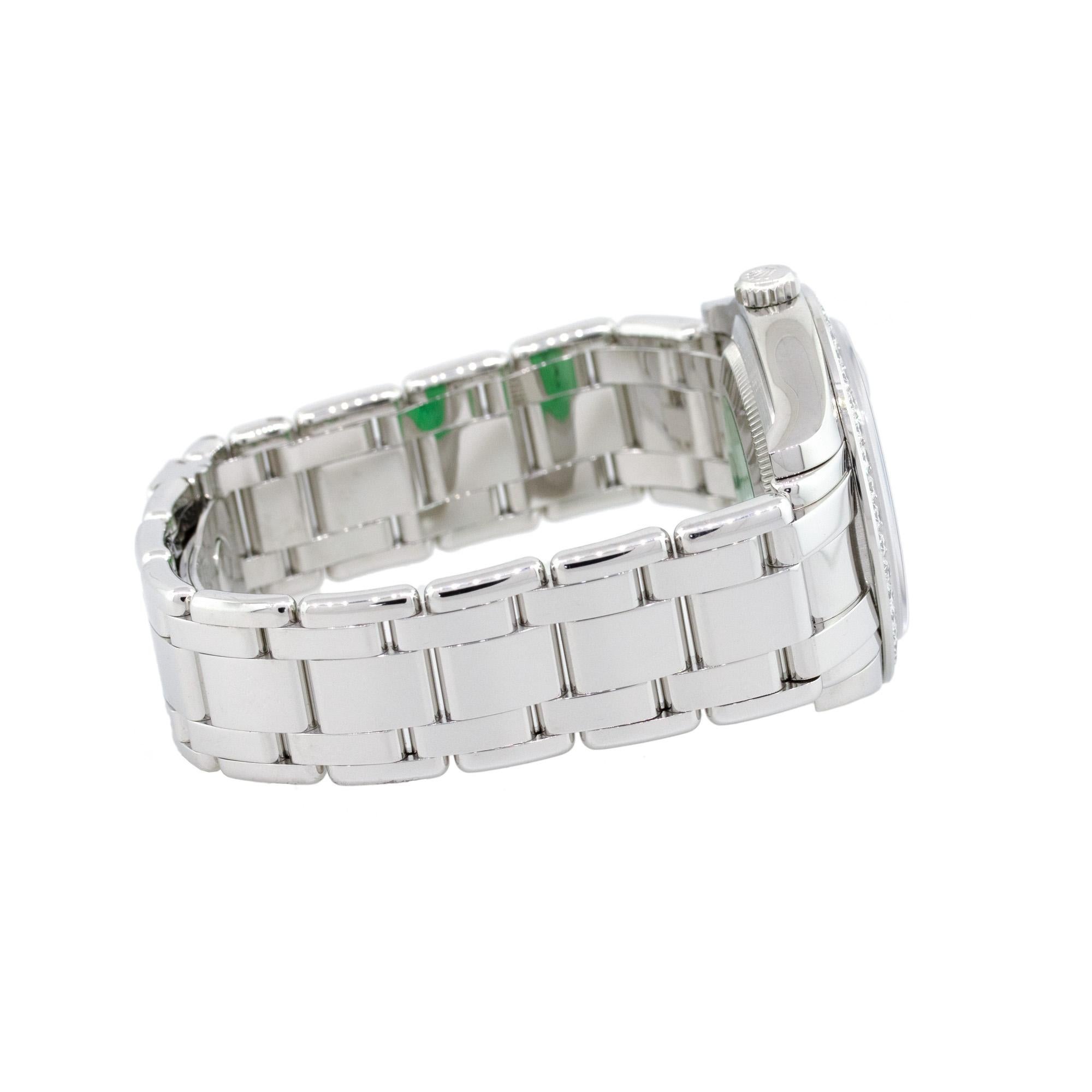 Round Cut Rolex 18946 Platinum Masterpiece Mother of Pearl Dial Watch