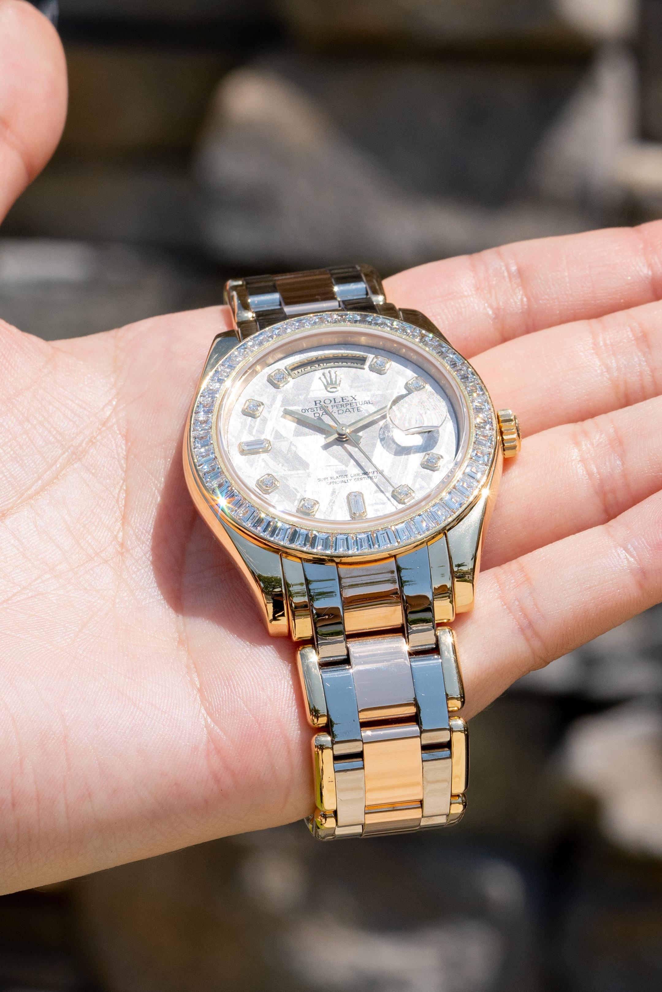 Rolex 18958BR Day-Date 18k Tridor Meteorite Dial Masterpiece Watch For Sale 2