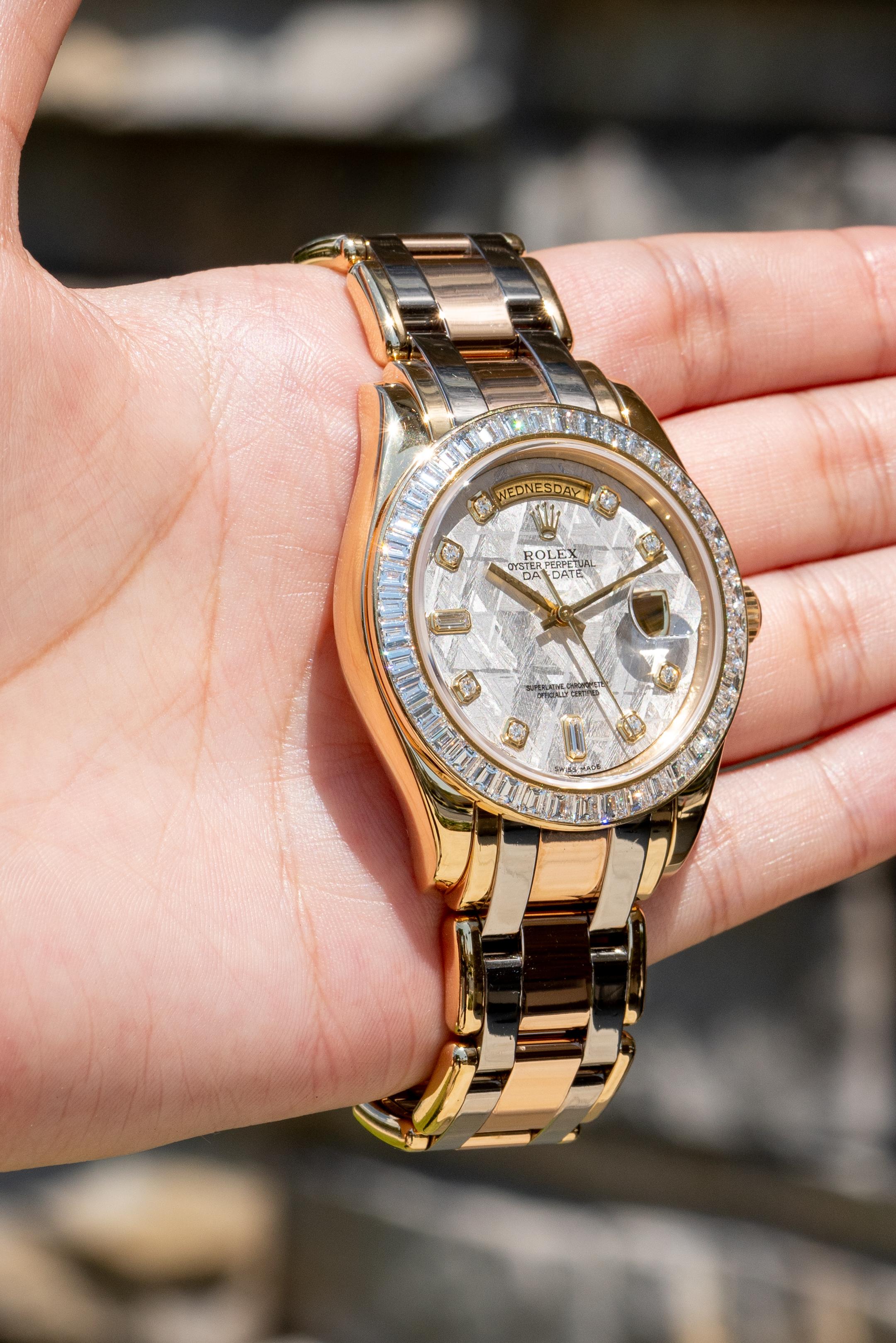 Rolex 18958BR Day-Date 18k Tridor Meteorite Dial Masterpiece Watch For Sale 3