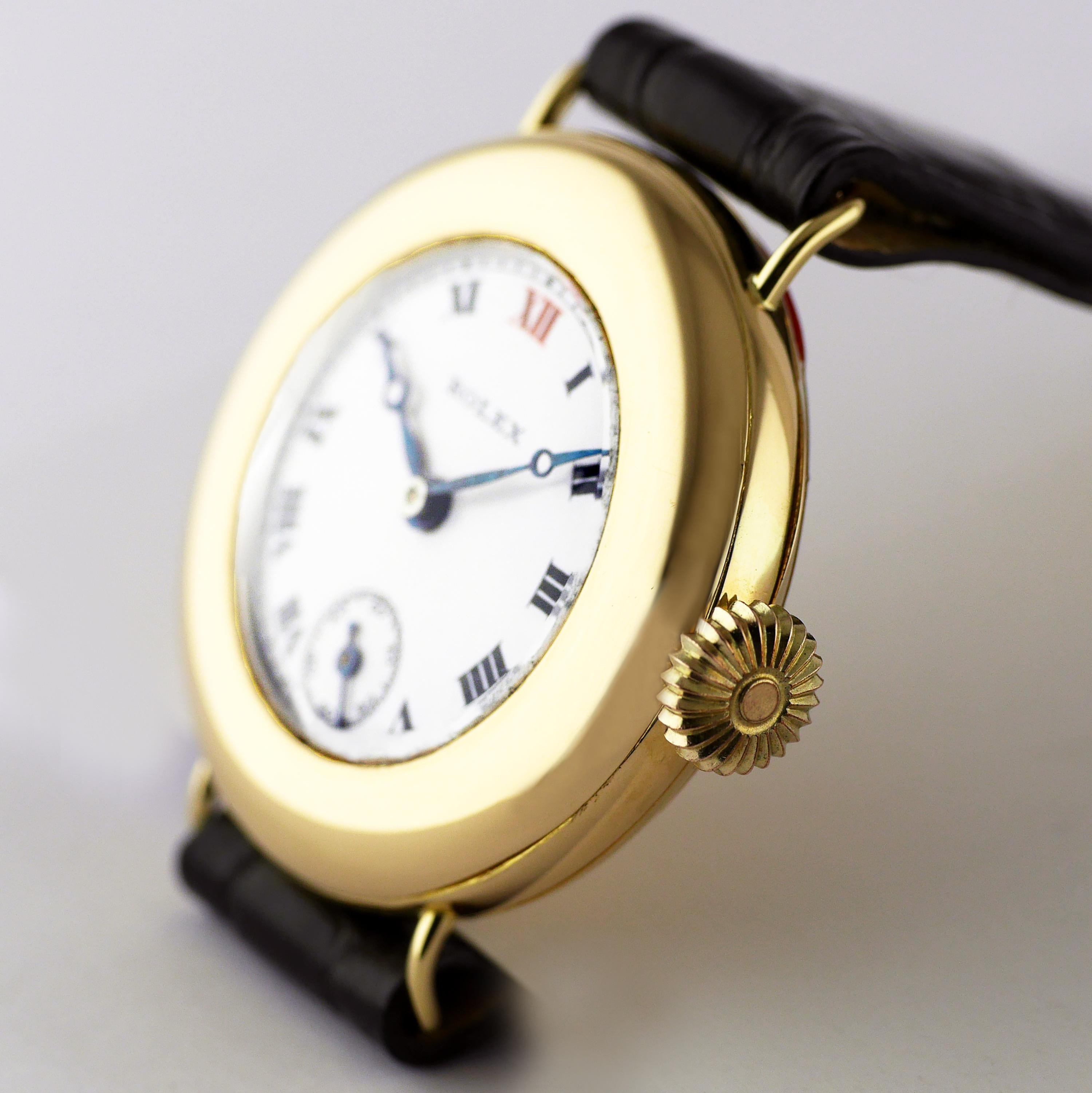 Rolex 18ct Gold Officers Trench Watch circa 1914 2