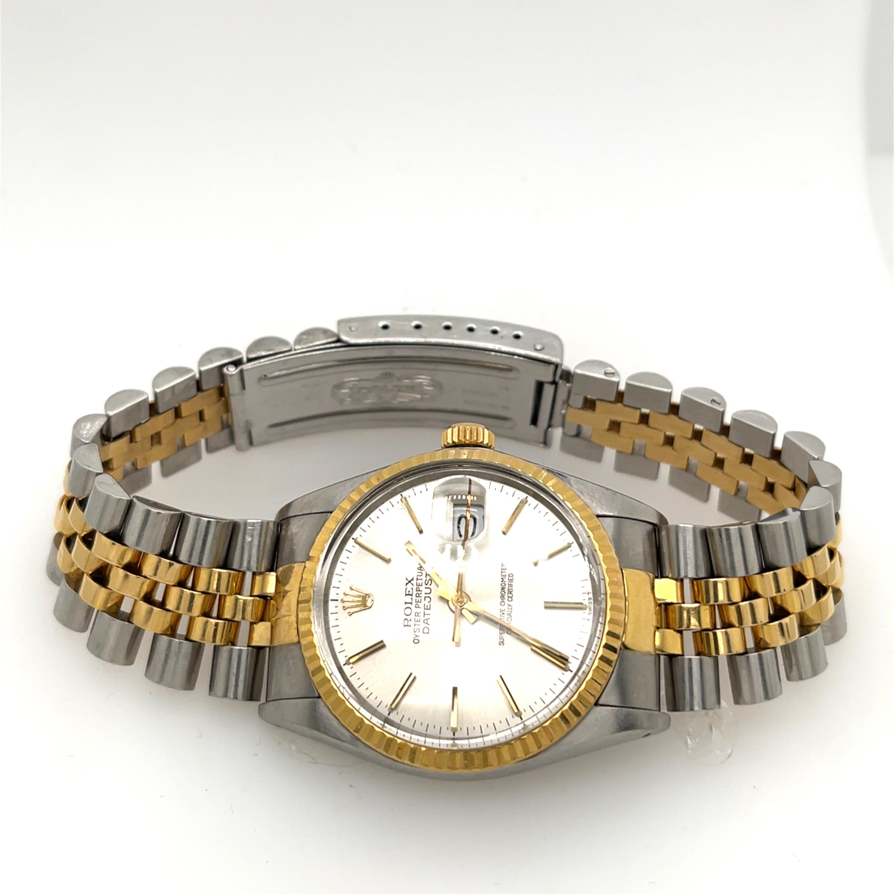 Rolex 18ct Yellow Gold Stainless Steel Datejust 62523H Men's Wristwatch For Sale 2