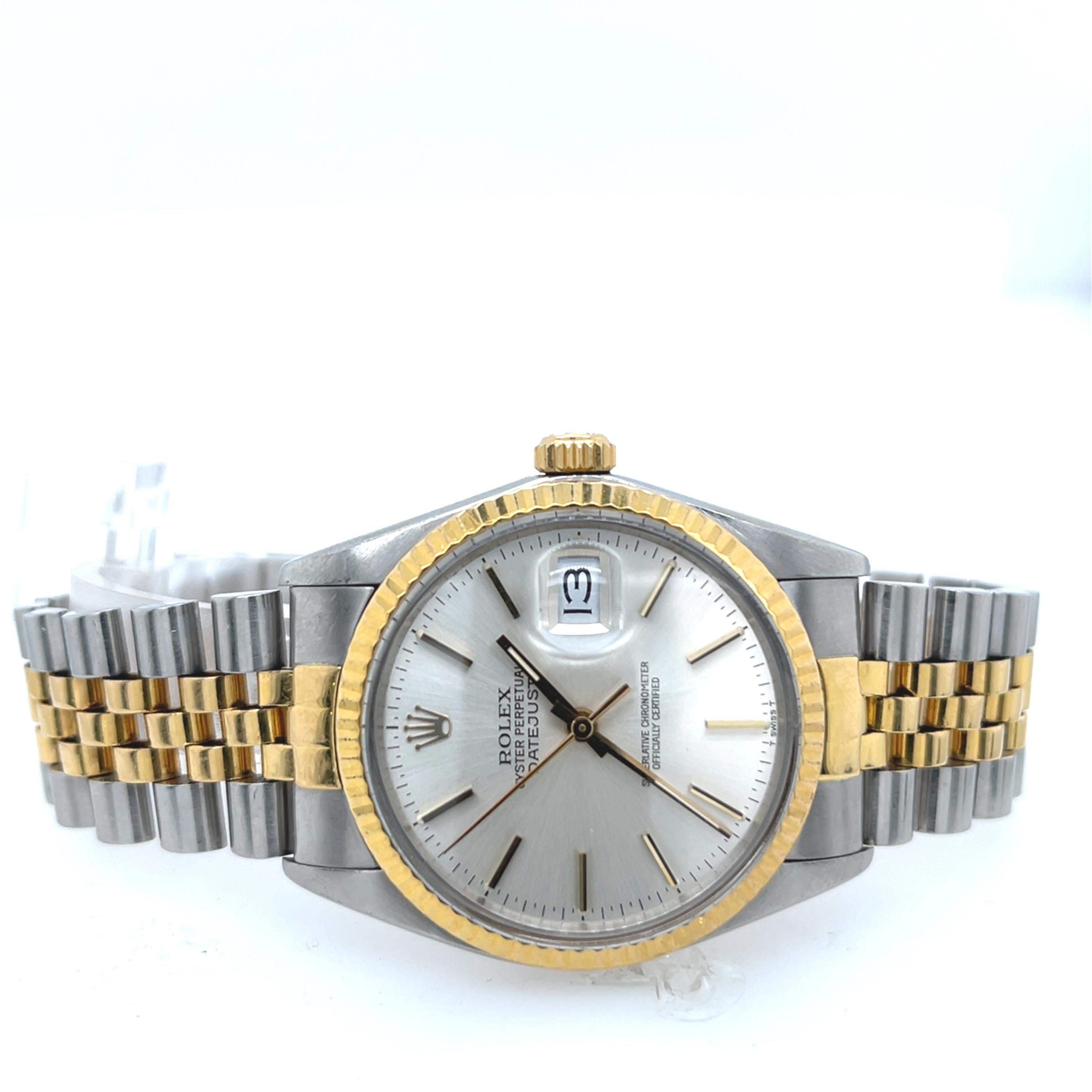 Rolex 18ct Yellow Gold Stainless Steel Datejust 62523H Men's Wristwatch For Sale 5