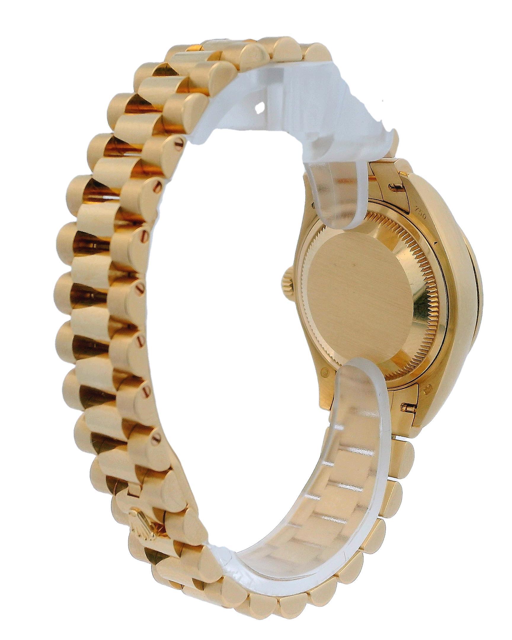 Rolex 18k datejust 28mm diamond bezel blue diamond dial presidential bracelet For Sale 2