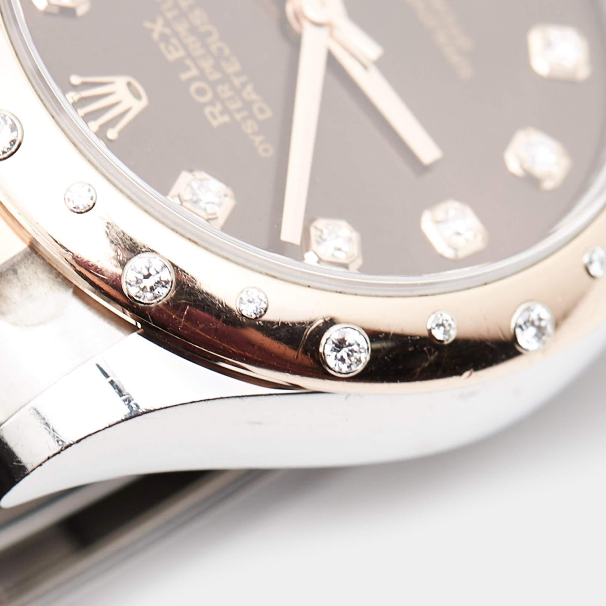 Rolex Montre-bracelet Datejust pour femme 31 mm en or Everose 18 carats, diamants et Oystersteel en vente 8