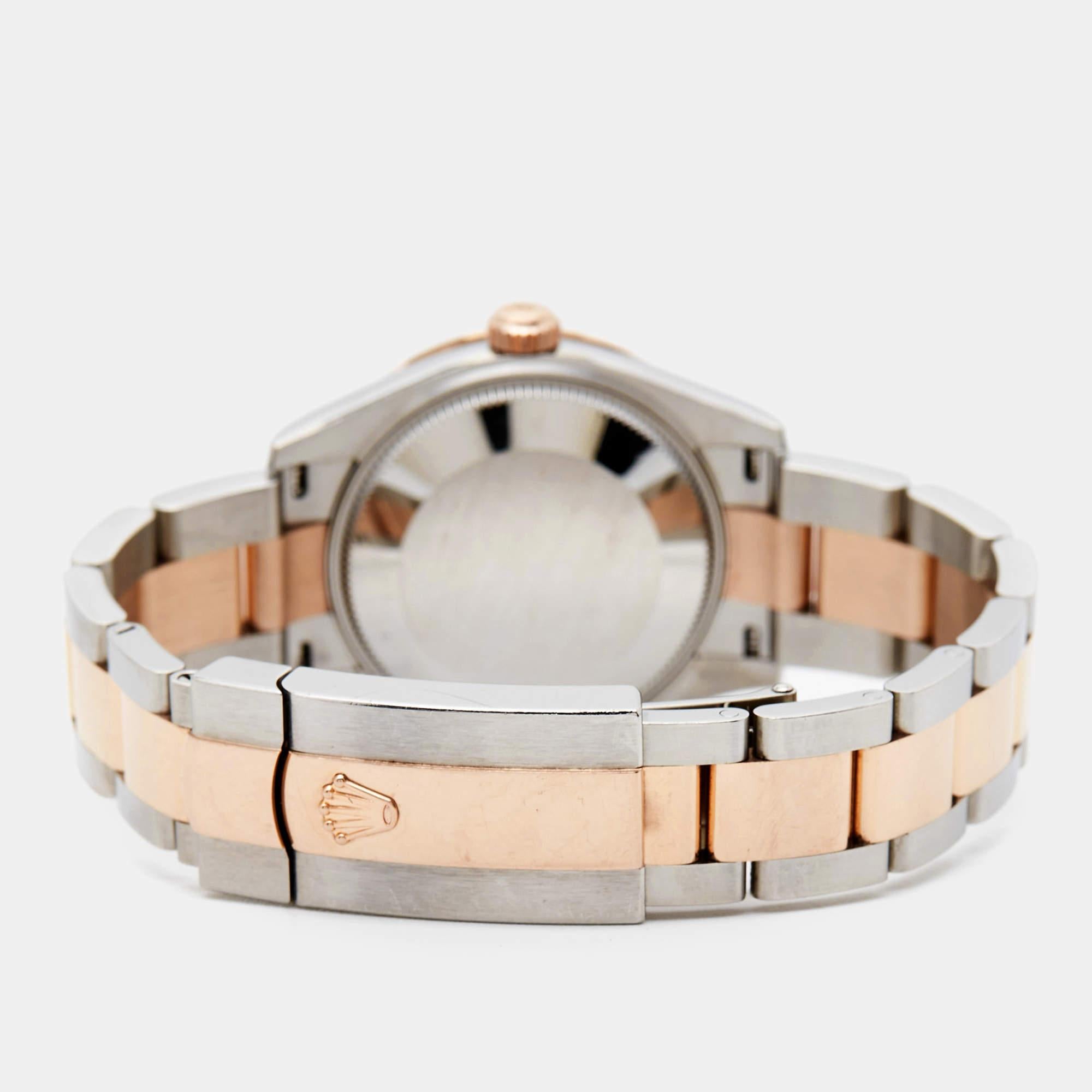 Rolex 18K Everose Gold Oystersteel Diamond Datejust Women's Wristwatch 31 mm For Sale 11
