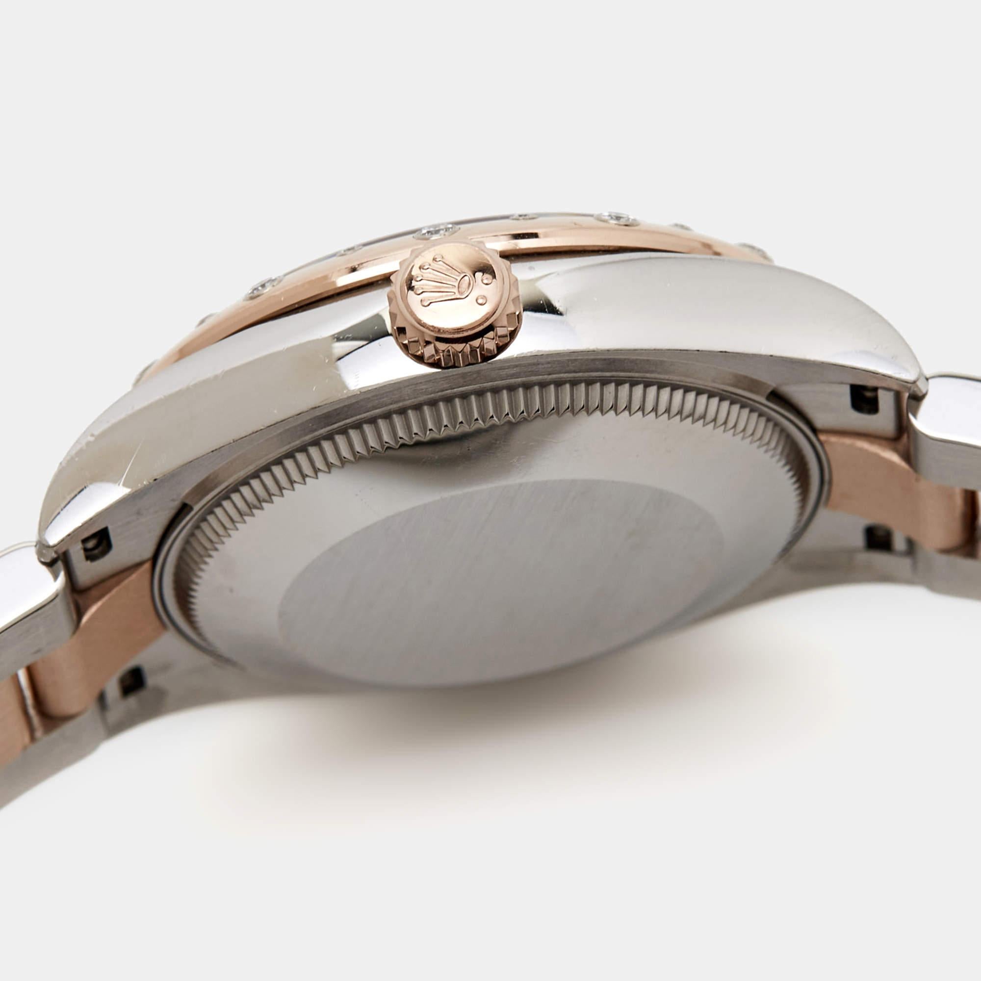 Rolex 18K Everose Gold Oystersteel Diamond Datejust Women's Wristwatch 31 mm For Sale 13