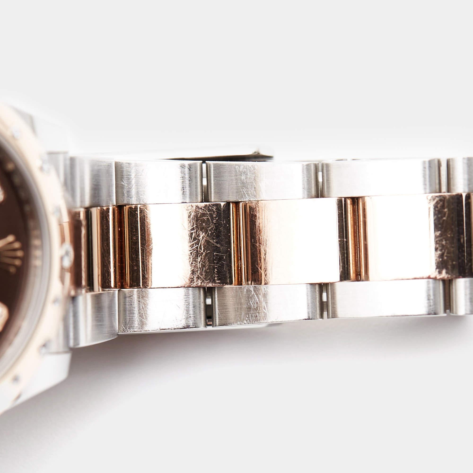 Rolex 18K Everose Gold Oystersteel Diamant Datejust Damenarmbanduhr 31 mm im Angebot 2