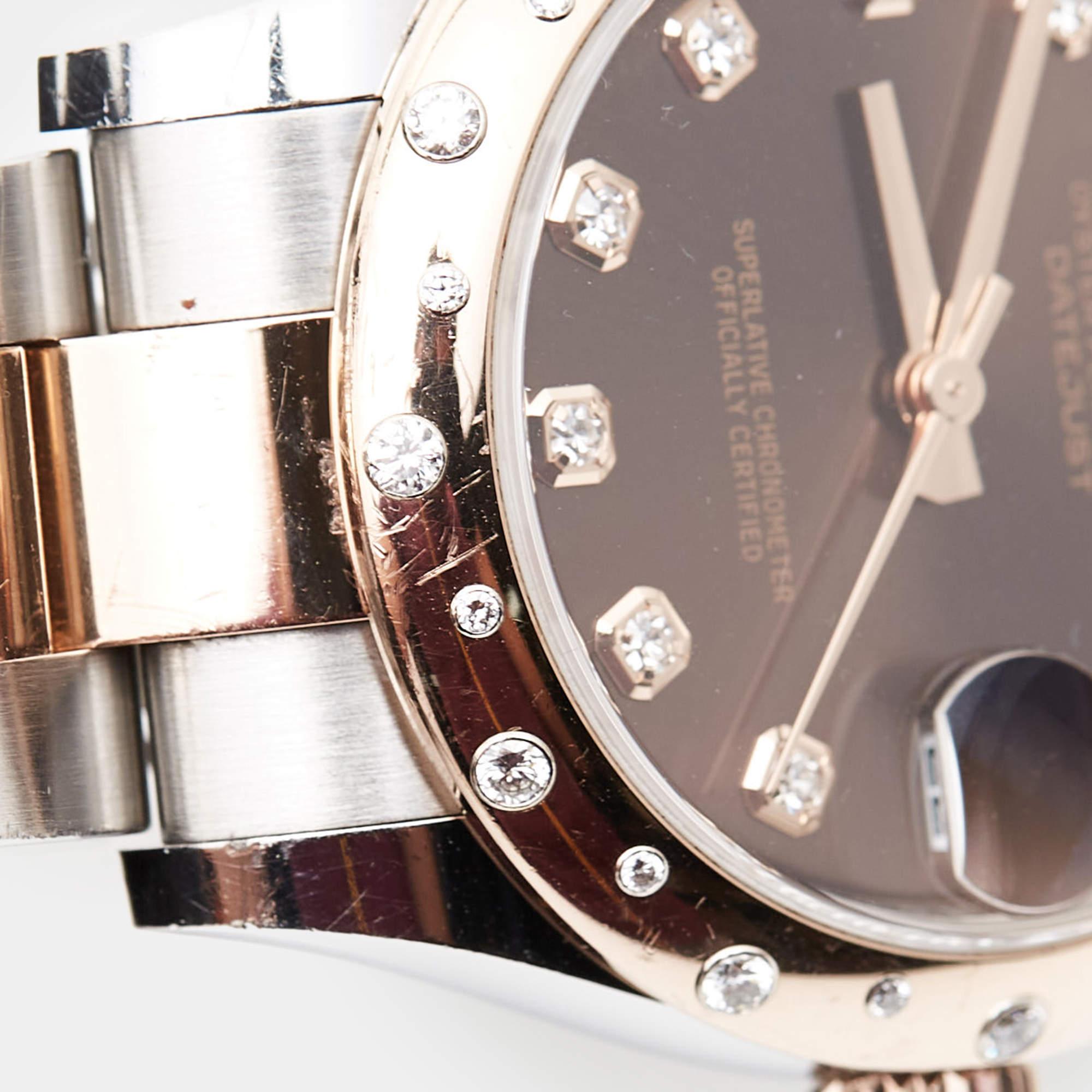 Rolex 18K Everose Gold Oystersteel Diamond Datejust Women's Wristwatch 31 mm For Sale 3