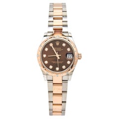Used Rolex 18K Everose Gold Oystersteel Diamond Datejust Women's Wristwatch 31 mm