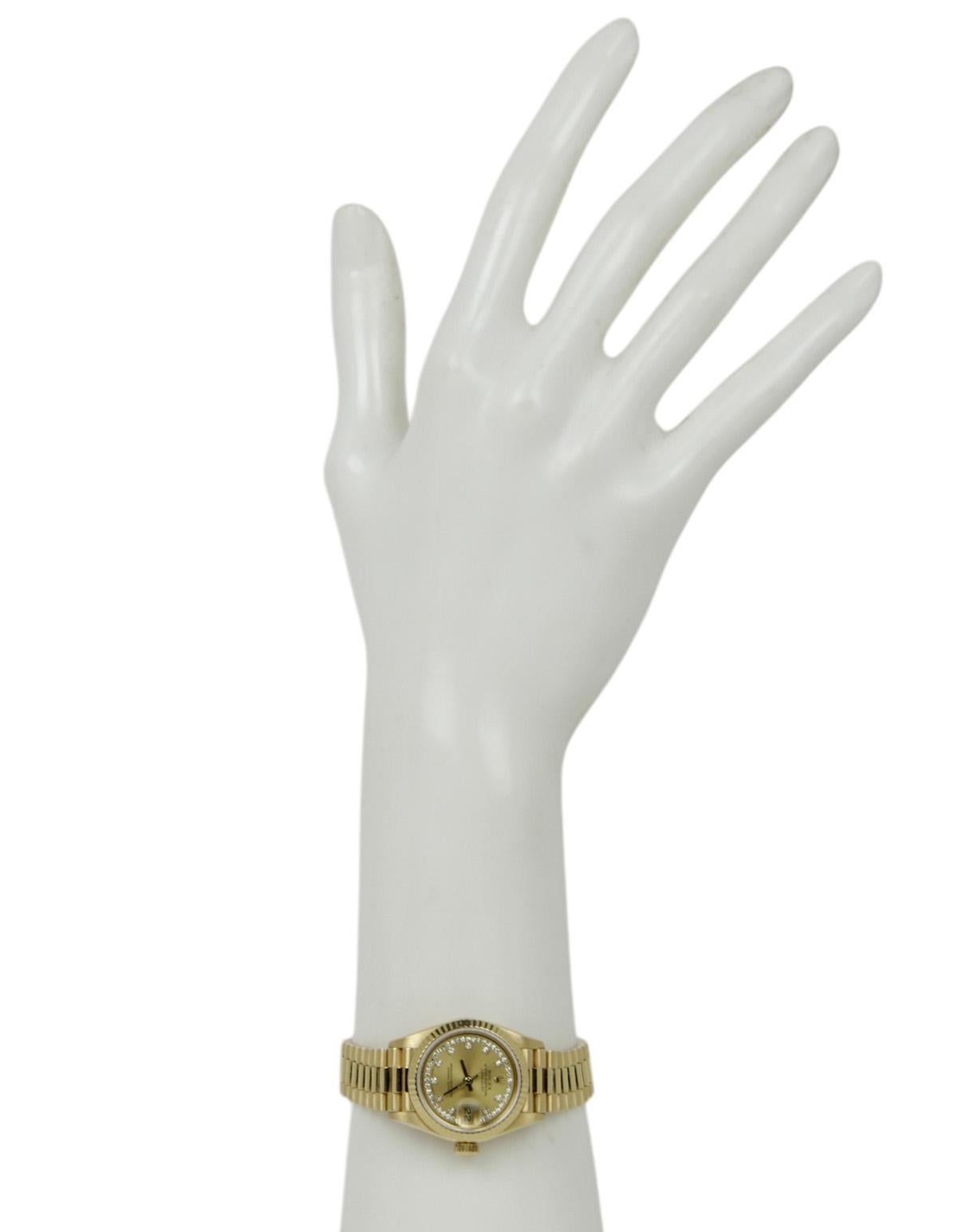 Rolex 18K Gold & Diamond 26mm Datejust President Watch 3
