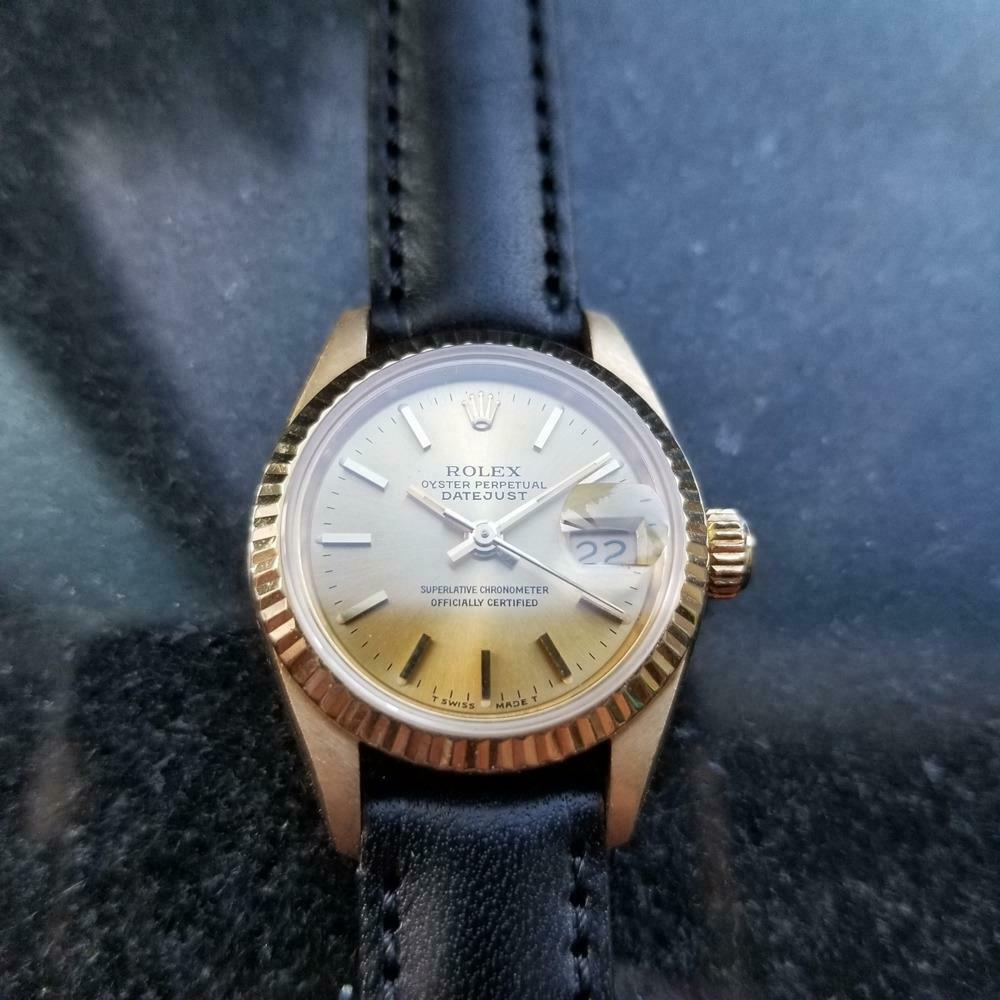 Rolex 18k Gold Ladies Datejust Ref.69178 Automatic c.1990 Swiss Luxury LV697blk In Excellent Condition In Beverly Hills, CA
