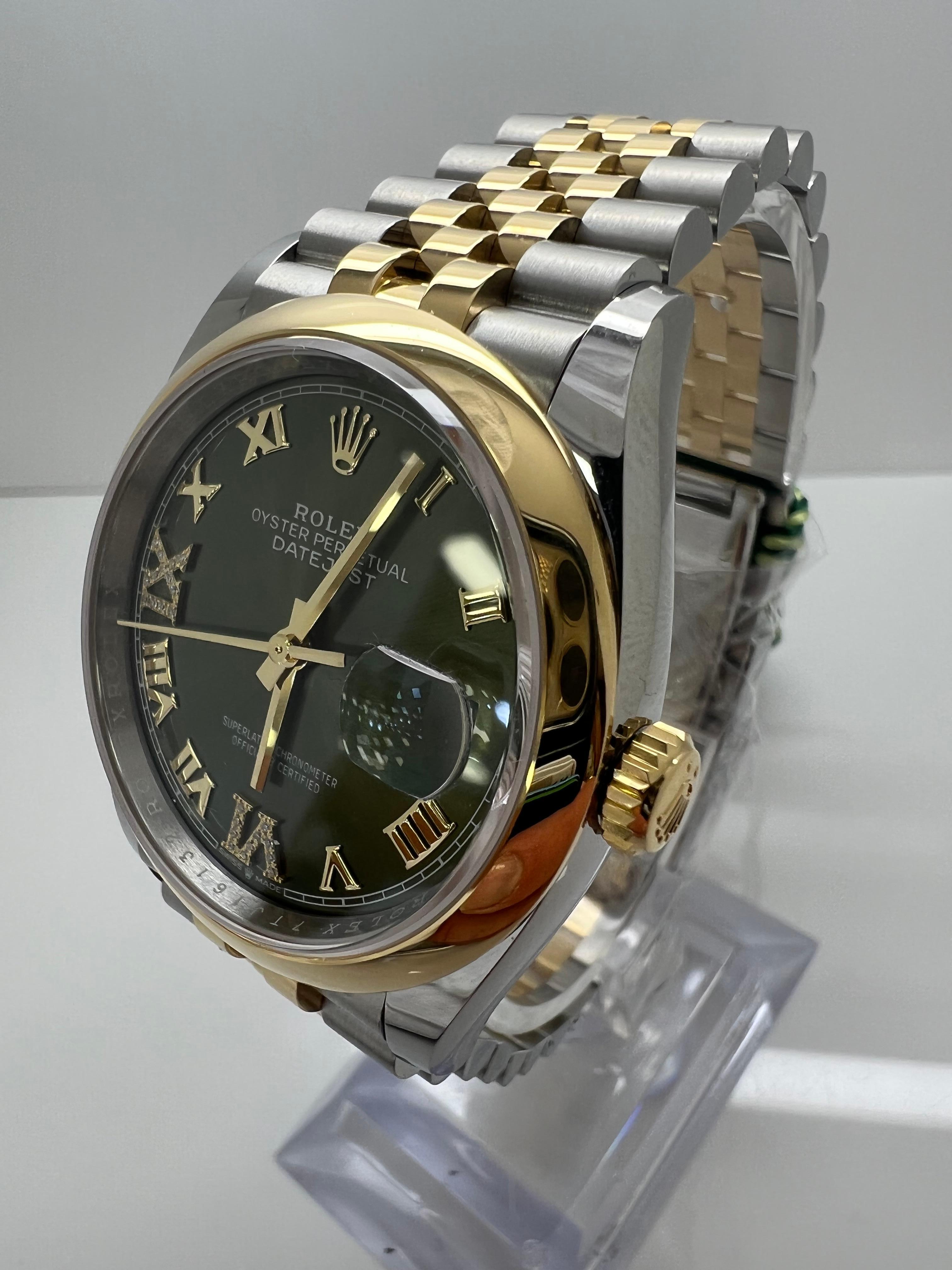 Rolex 18K Gold/SS Datejust 36mm Olive Green Diamond Watch 2022

New 2022 box papers

all original Rolex parts

Olive Green Diamond roman dial

5 year warranty

shop with confidence

Evita Diamonds & Timepieces