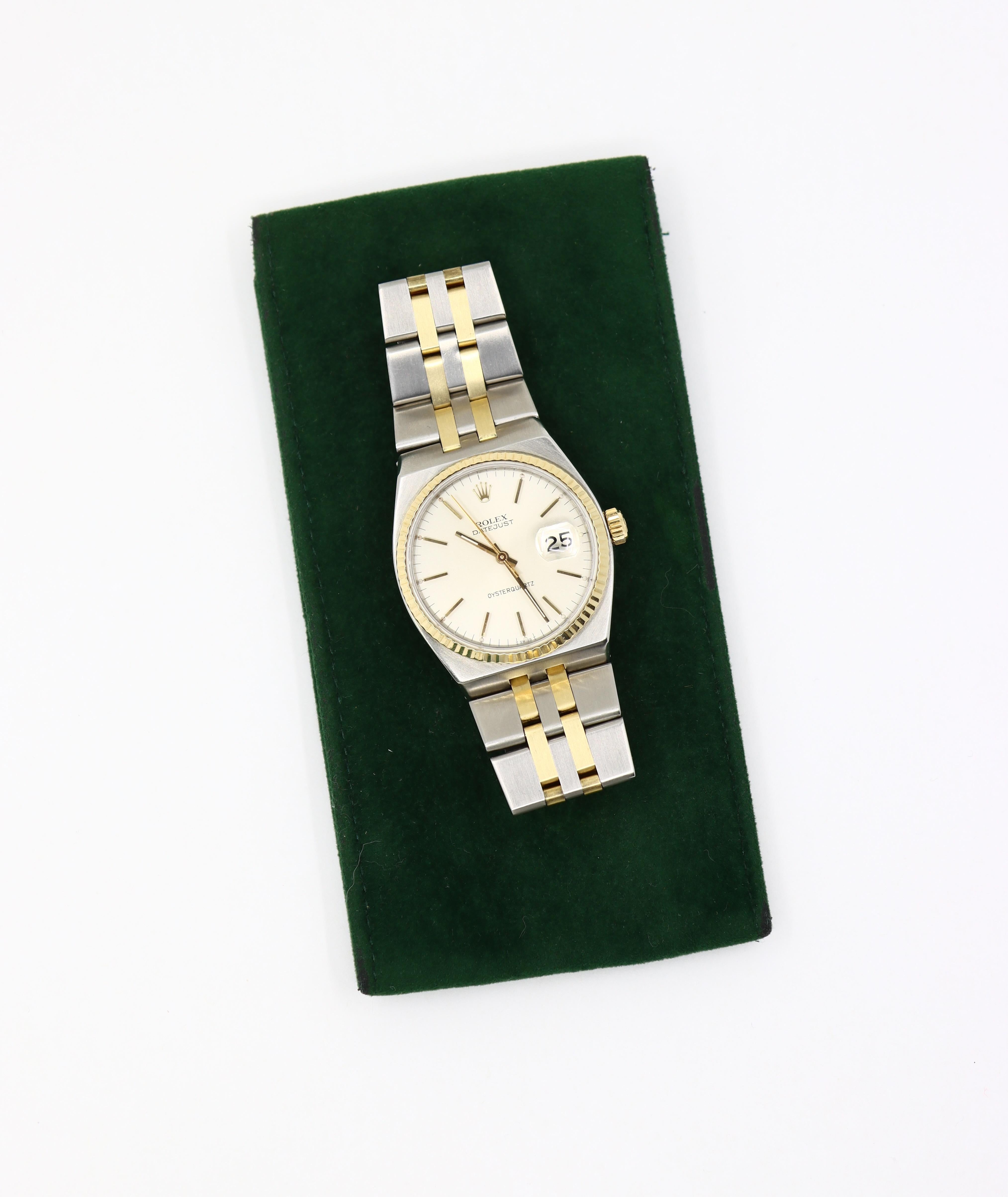 Rolex 18K Gold & Stahl Datejust Oyster Quartz Uhr im Angebot 8