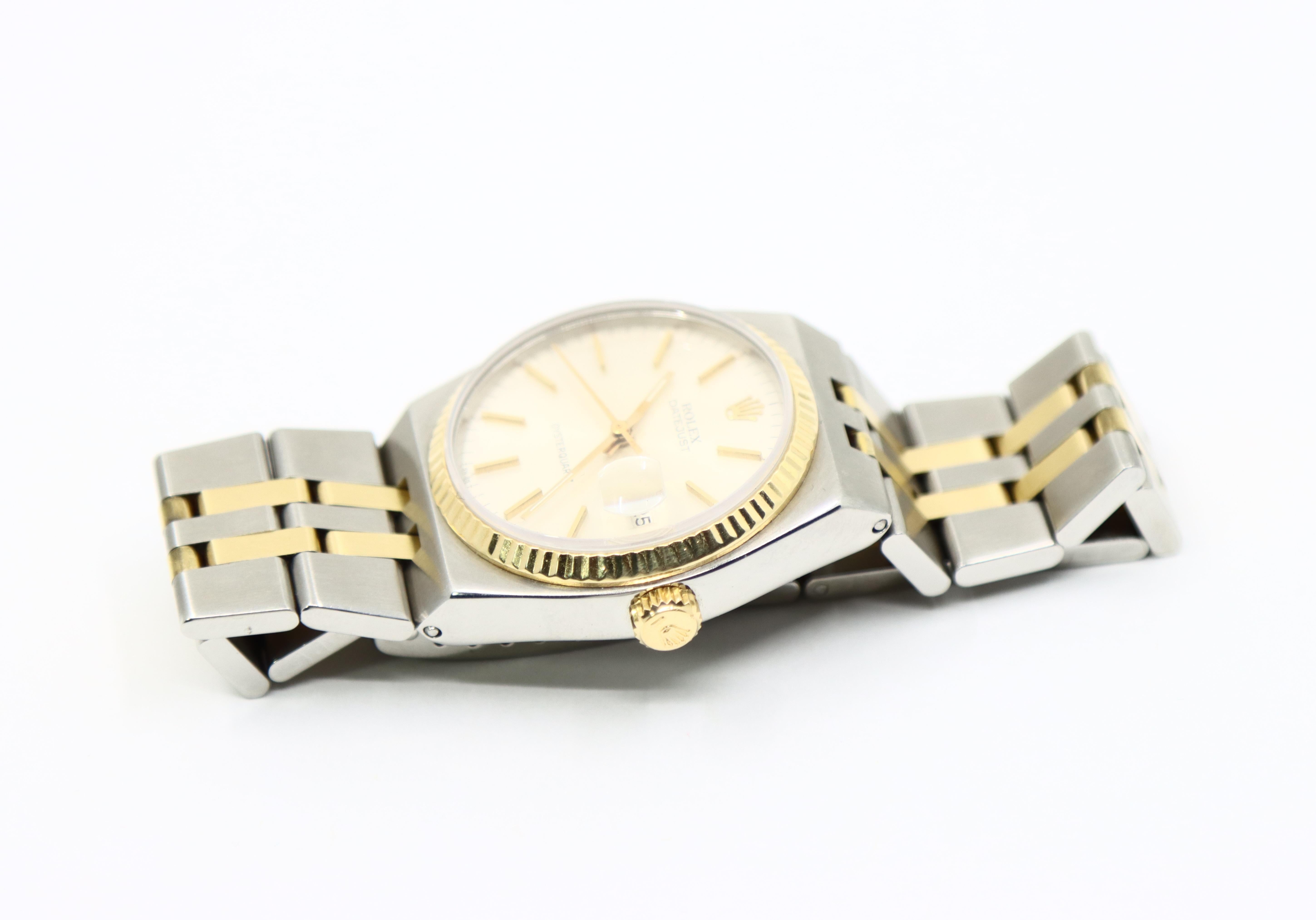 Rolex 18K Gold & Stahl Datejust Oyster Quartz Uhr im Zustand „Gut“ im Angebot in Flushing, NY