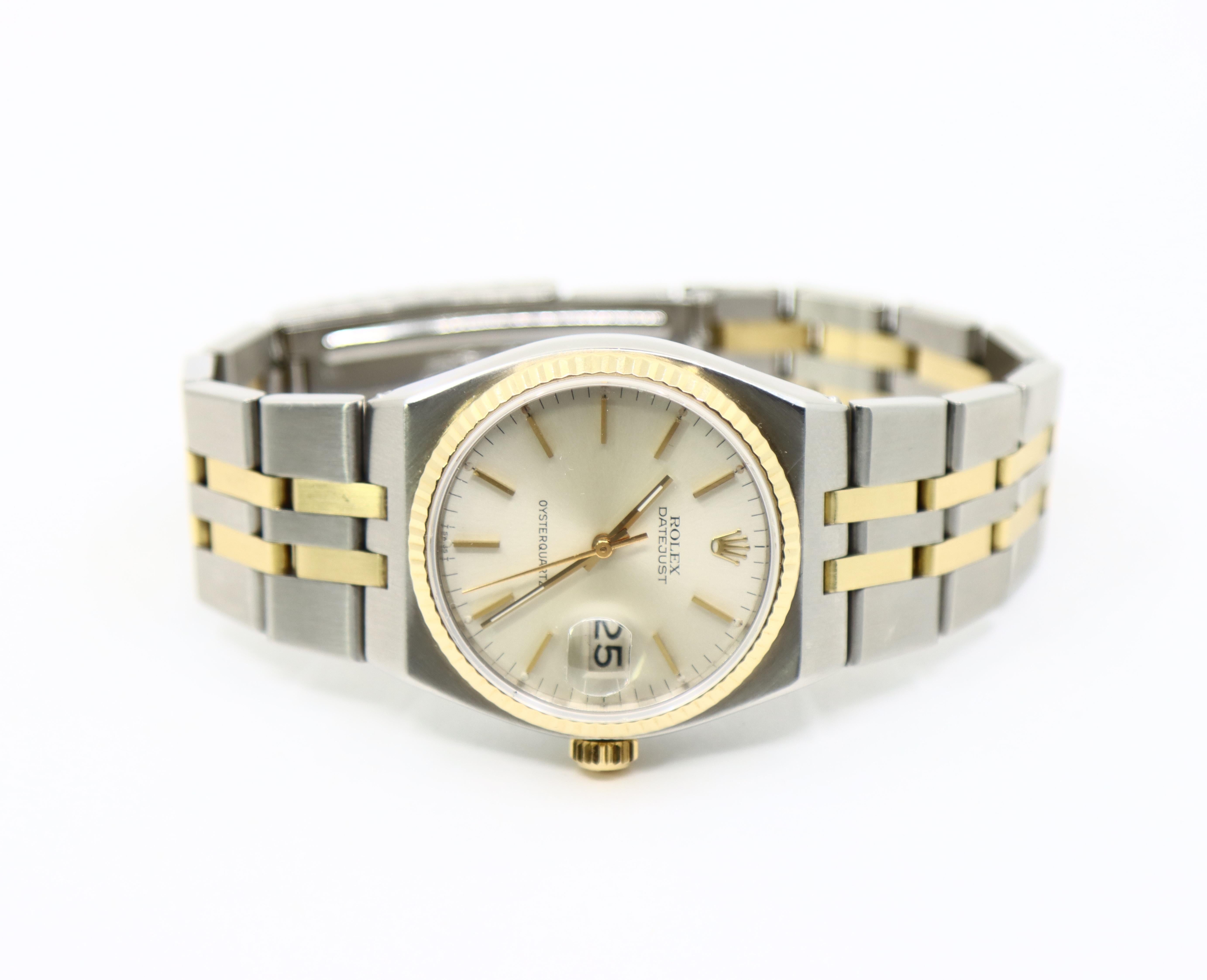 Rolex 18K Gold & Stahl Datejust Oyster Quartz Uhr Damen im Angebot