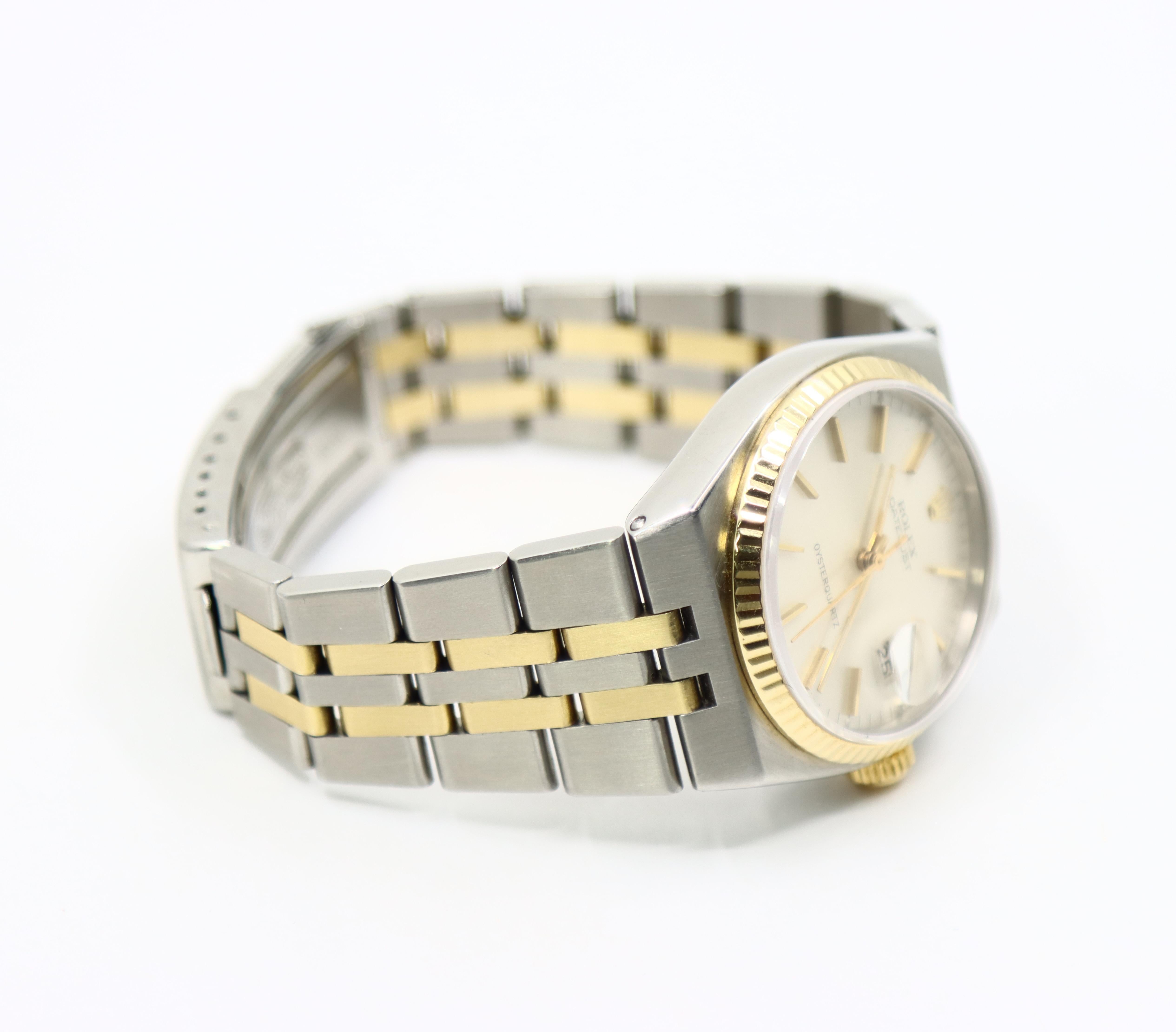Rolex 18K Gold & Stahl Datejust Oyster Quartz Uhr im Angebot 1