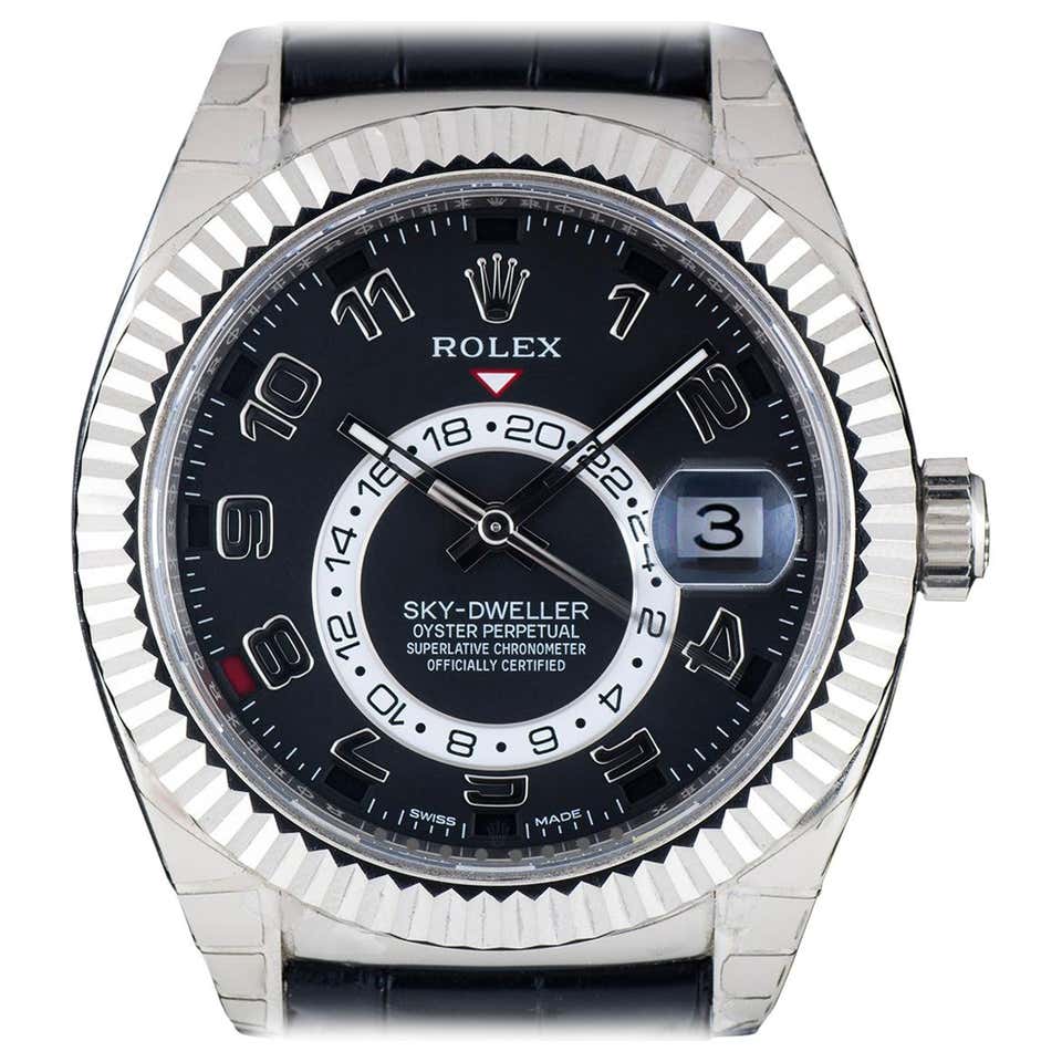 Rolex 18 Karat White Gold Black Dial Annual Calendar SkyDweller 326139