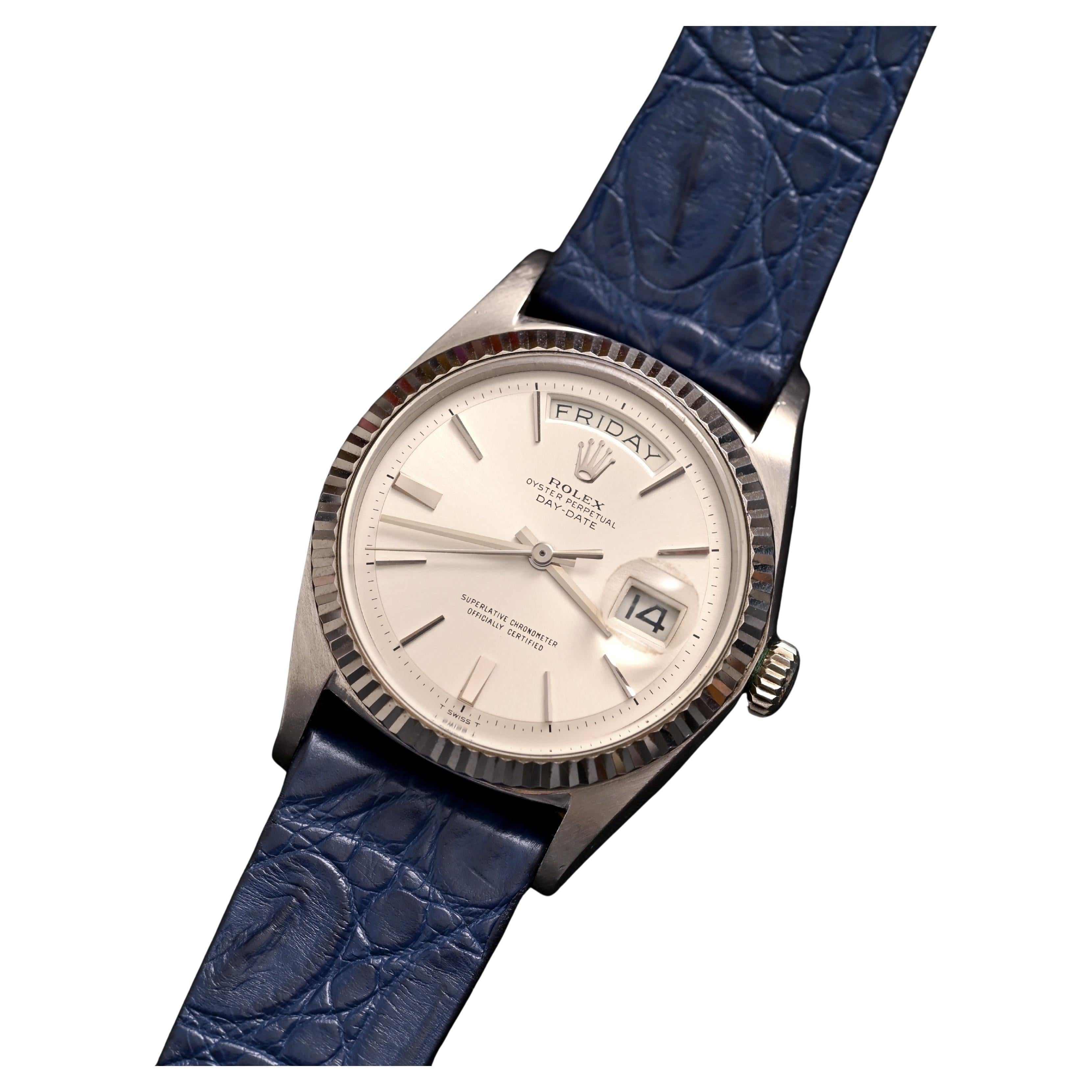 Rolex 18K Weißgold Day-Date Silver Dial Ref. 1803 (nur Kopf) im Angebot