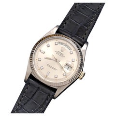 Rolex 18K White Gold Day-Date Silver Dial with Diamond Indexes Ref. 1803