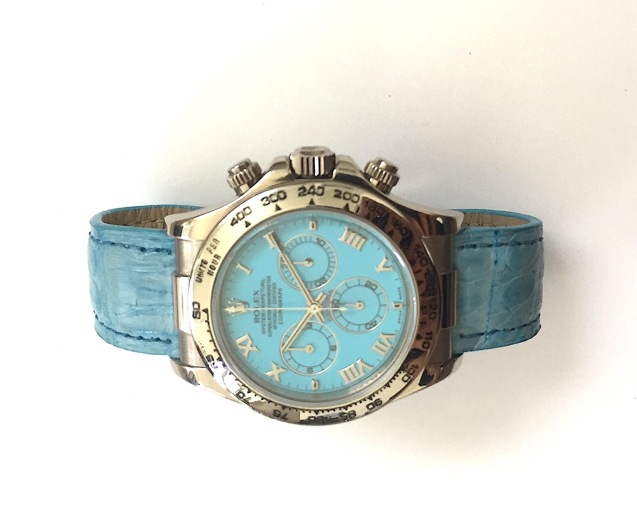 Rolex 18K White Gold Daytona Blue Beach Edition Automatic Wristwatch 1