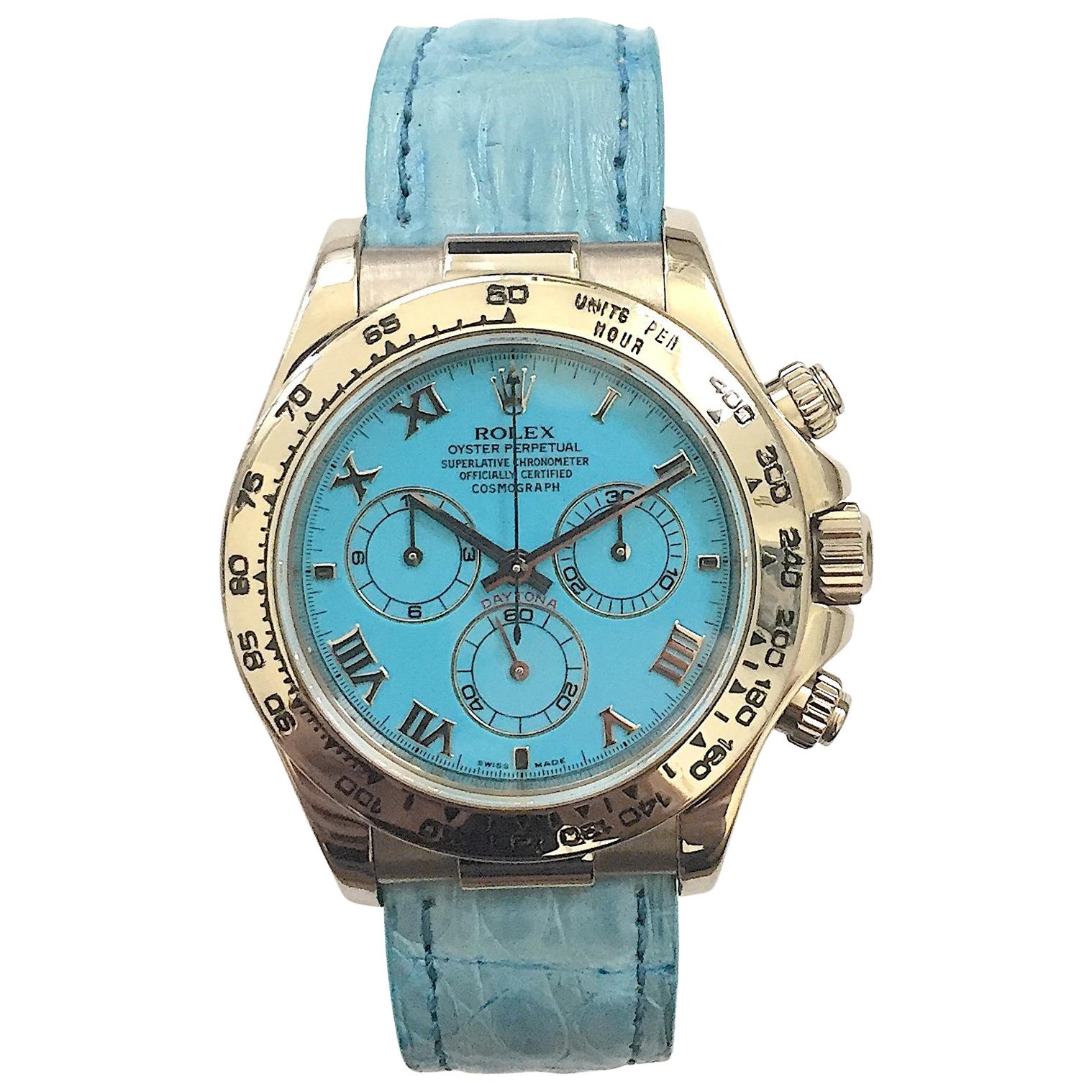 Rolex 18K White Gold Daytona Blue Beach Edition Automatic Wristwatch