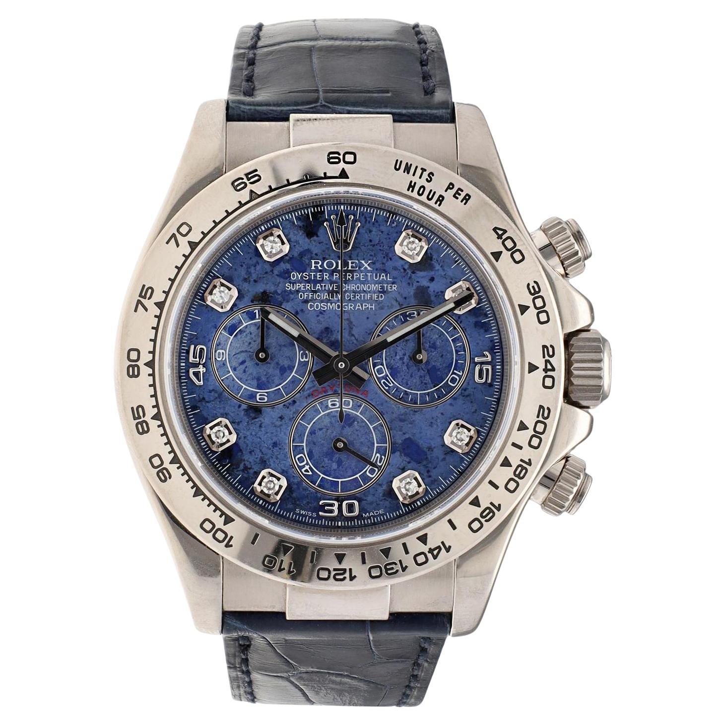 Rolex 18K White Gold Daytona Cosmograph, Sodalite Dial