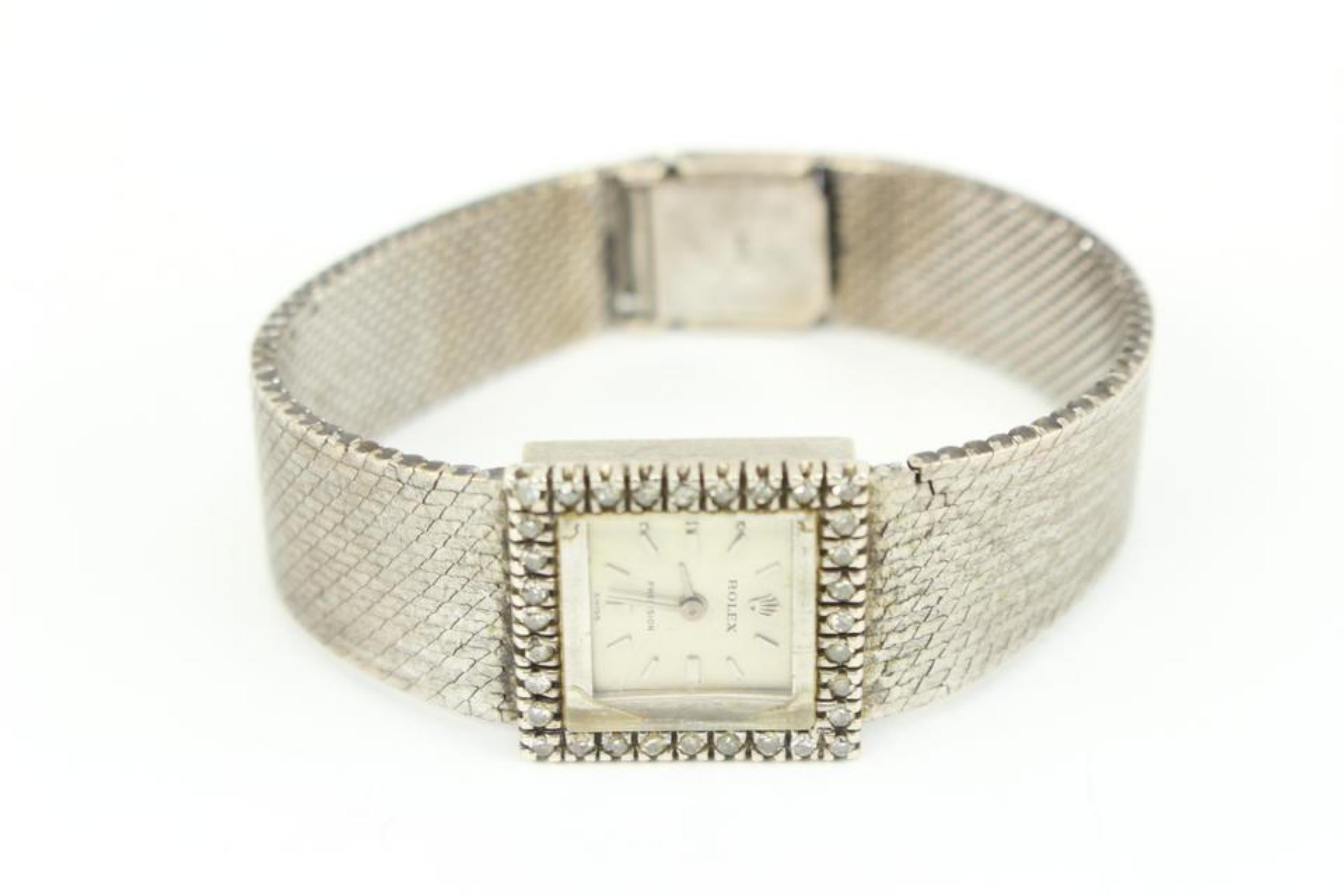 Beige Rolex 18K White Gold Diamond Watch Ref 2157 3r524a