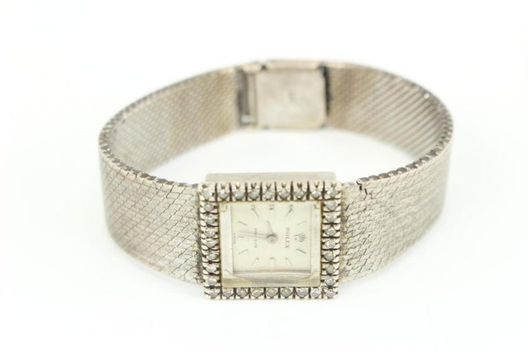 Beige Rolex 18K White Gold Diamond Watch Ref 2157 3r524a For Sale