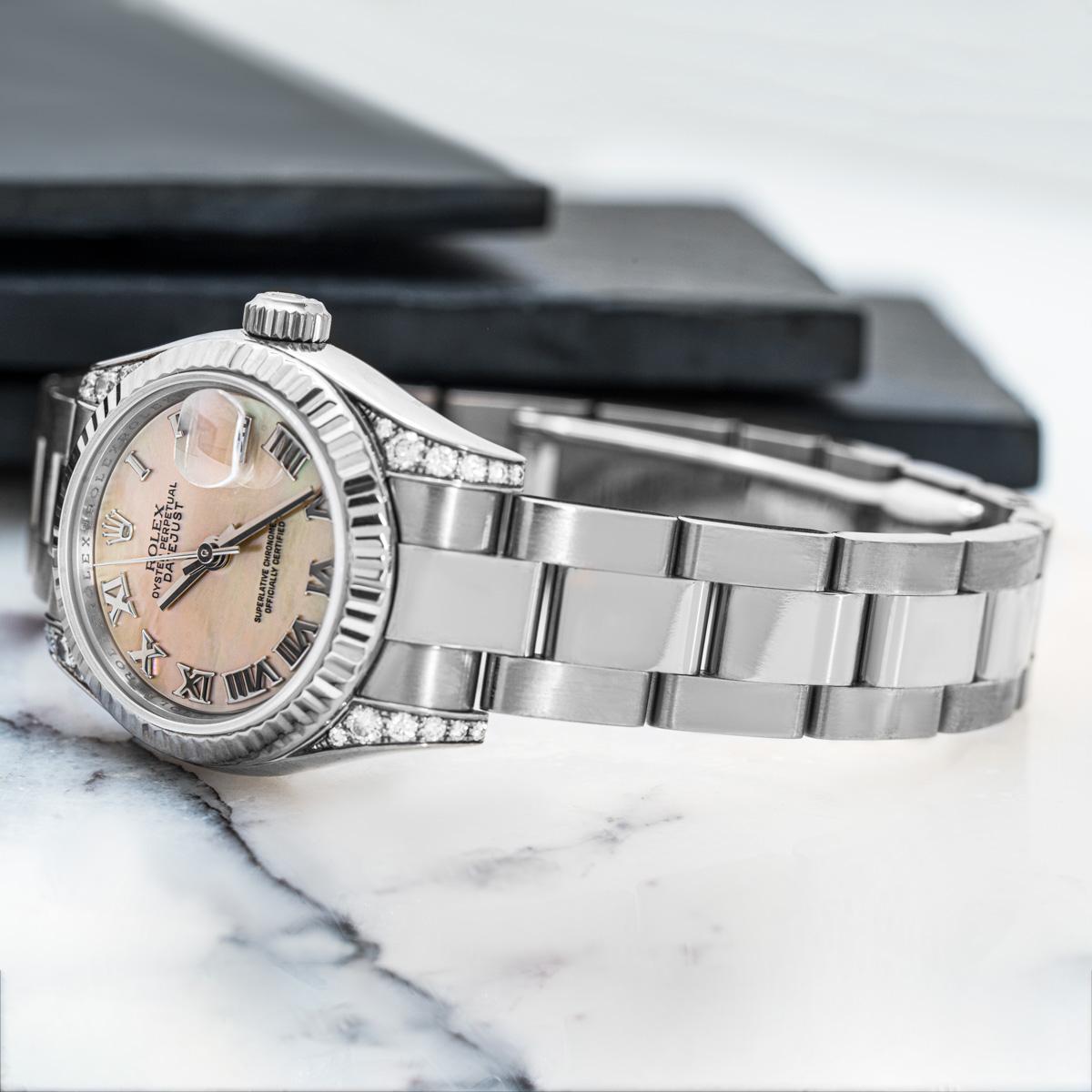 De las mujeres Rolex 18 quilates de oro blanco de la madre de la perla Dial de diamantes conjunto Dayjust de las mujeres 179239