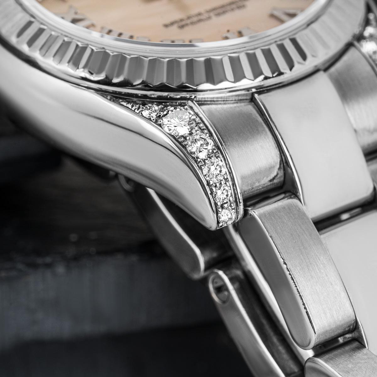 Rolex 18 quilates de oro blanco de la madre de la perla Dial de diamantes conjunto Dayjust de las mujeres 179239 1