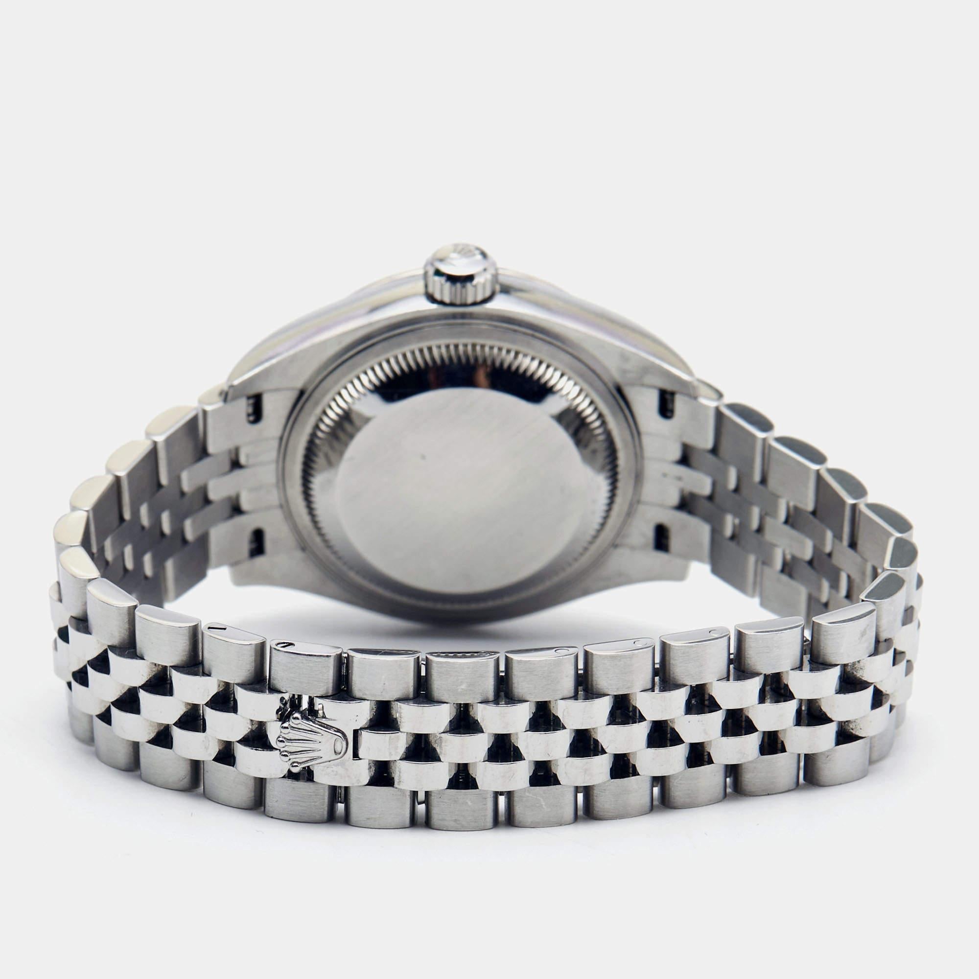 Contemporary Rolex 18K White Gold Oystersteel Diamond Datejust Women's Wristwatch 28 mm