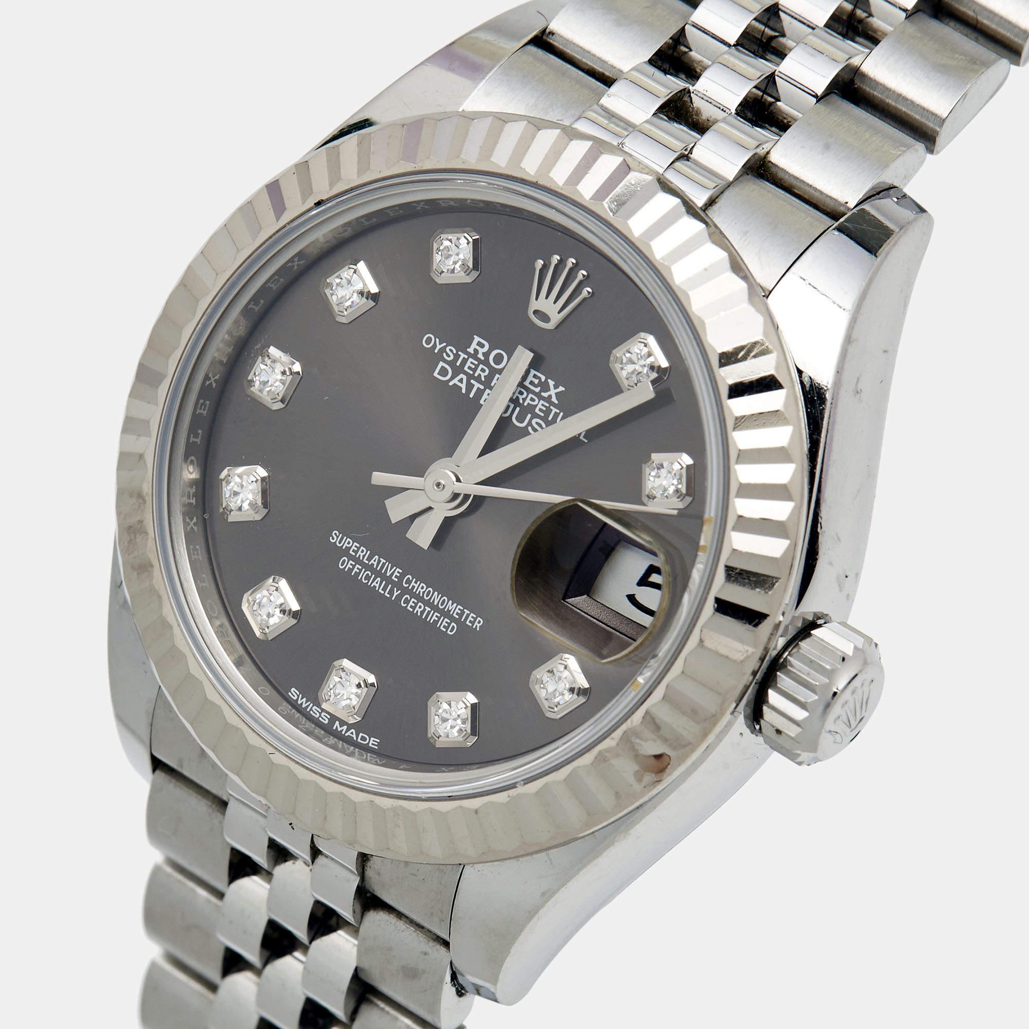 Rolex 18K White Gold Oystersteel Diamond Datejust Women's Wristwatch 28 mm 3