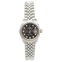 Used Rolex 18K White Gold Oystersteel Diamond Datejust Women's Wristwatch 28 mm