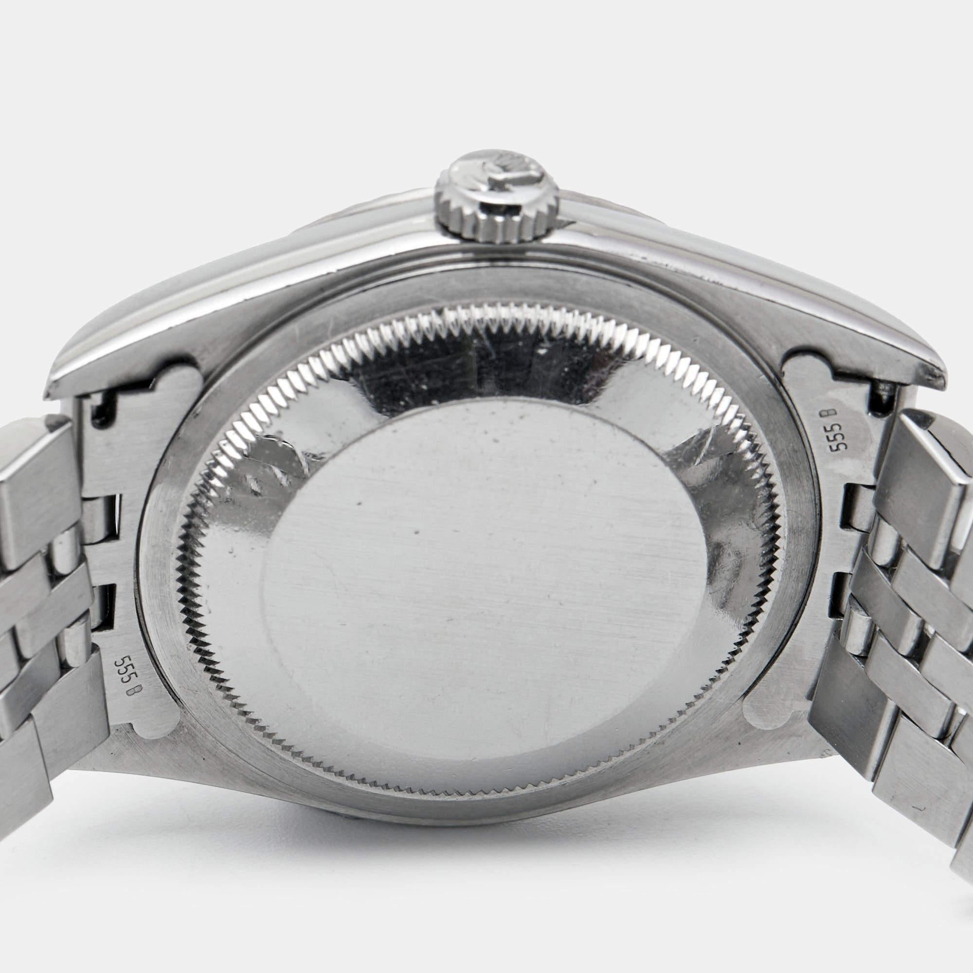 Contemporain Rolex Or blanc 18K Acier inoxydable Diamant Datejust Montre-bracelet pour homme 36 mm en vente