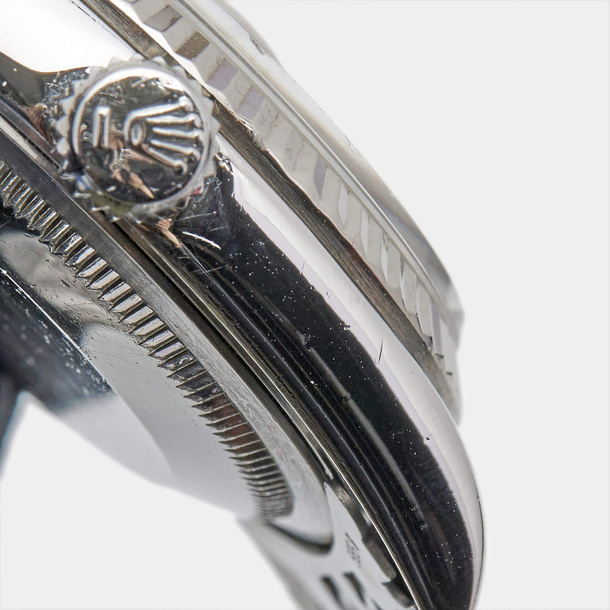 Rolex Or blanc 18K Acier inoxydable Diamant Datejust Montre-bracelet pour homme 36 mm en vente 3