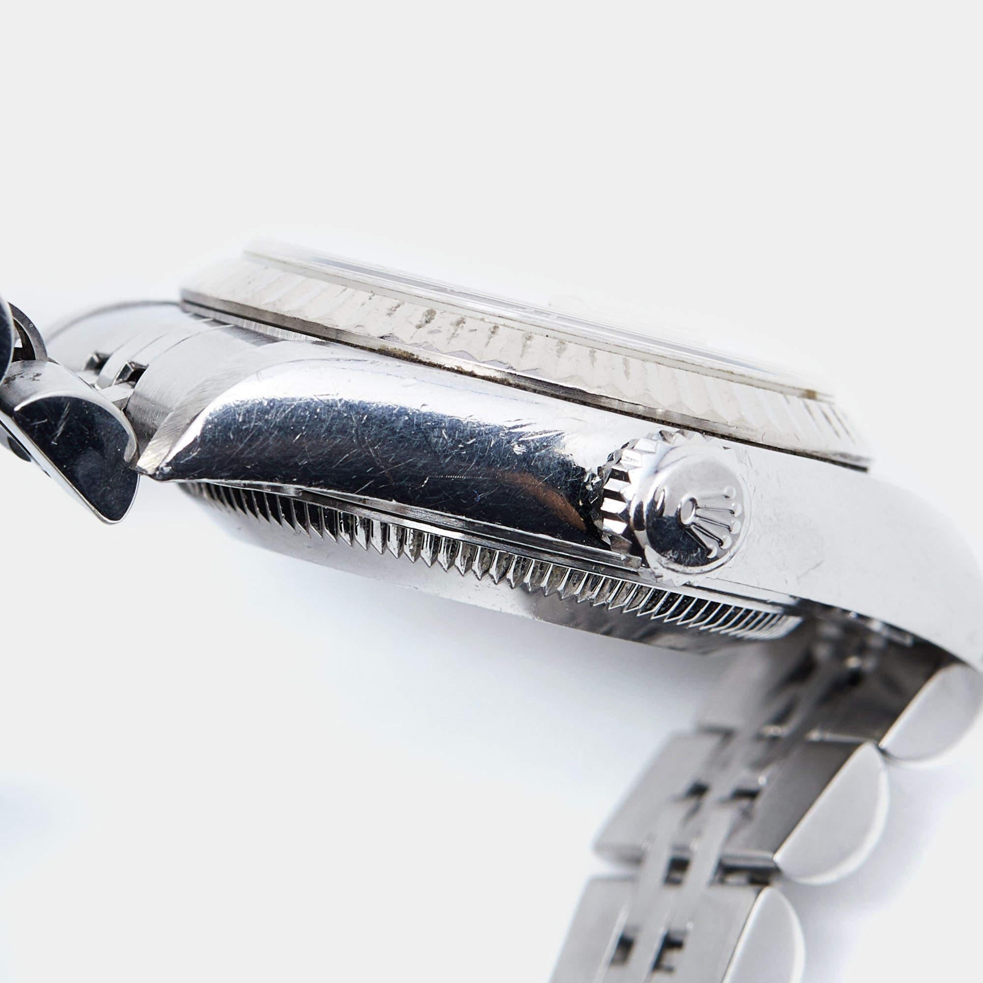 Rolex 18K White Gold Stainless Steel Diamond Datejust Women's Wristwatch 26 mm 6