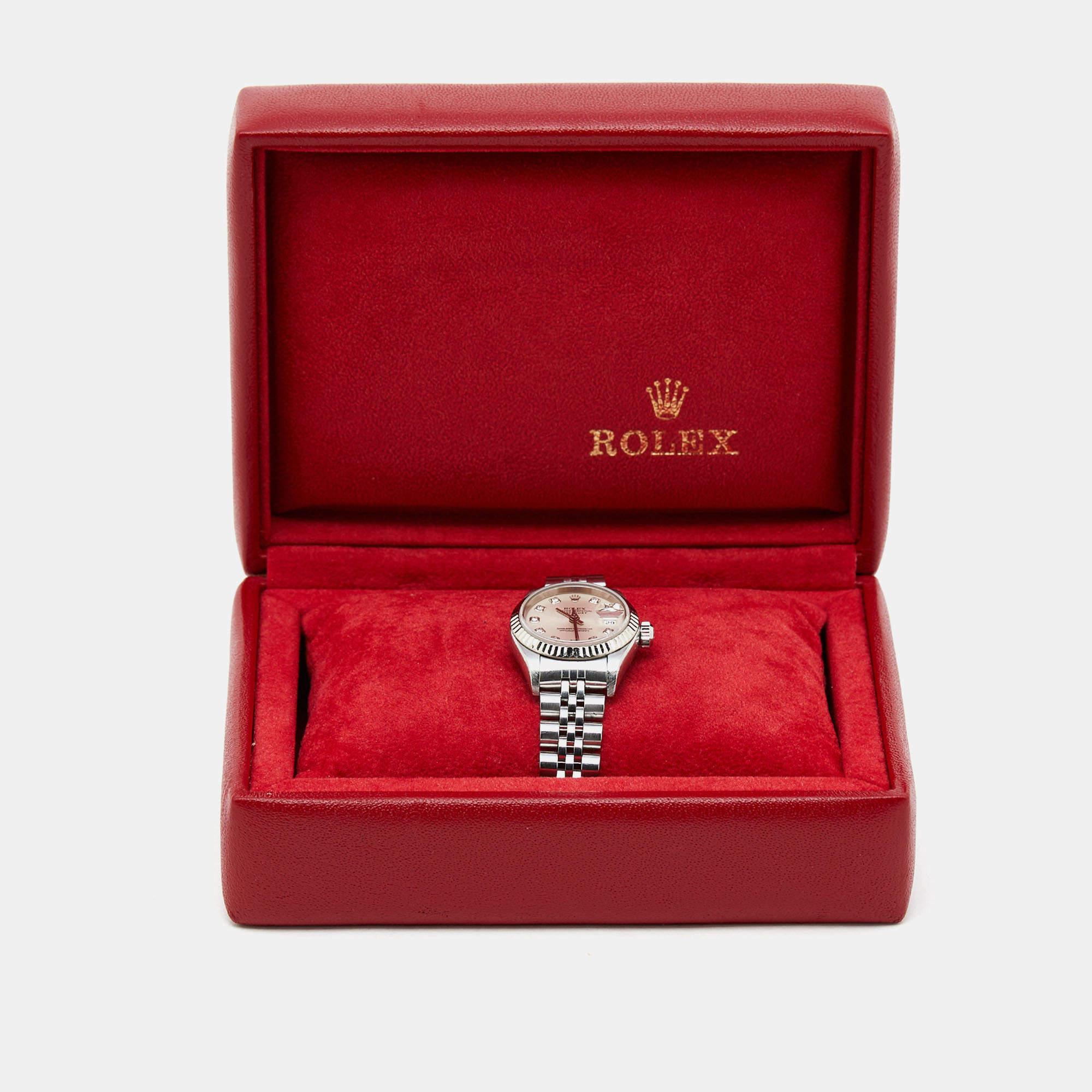 Rolex 18K White Gold Stainless Steel Diamond Datejust Women's Wristwatch 26 mm 16