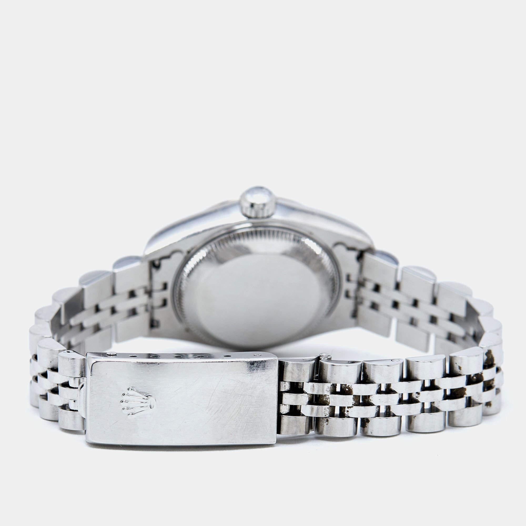 Rolex 18K White Gold Stainless Steel Diamond Datejust Women's Wristwatch 26 mm In Fair Condition In Dubai, Al Qouz 2