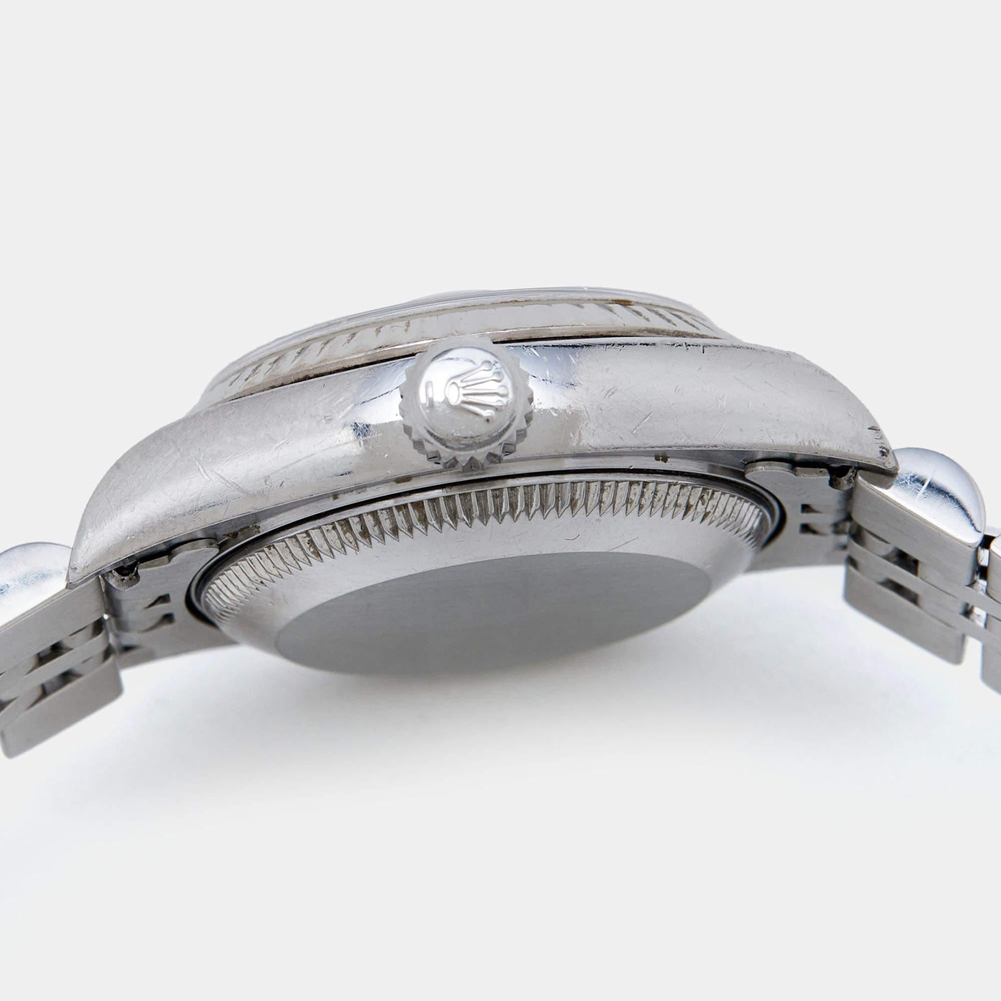 Rolex 18K White Gold Stainless Steel Diamond Datejust Women's Wristwatch 26 mm 2