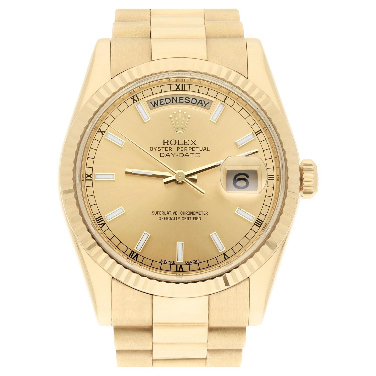 Rolex 18K Yellow Gold 36mm Day-Date President 118238 Engraved Mint Condition
