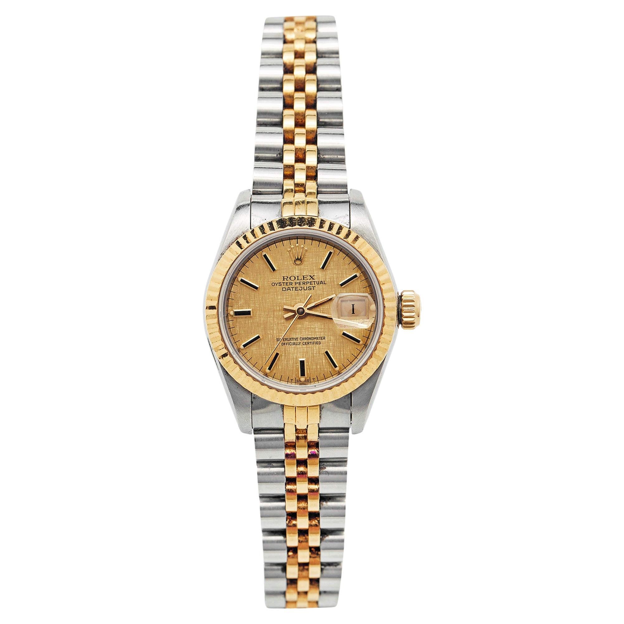 Rolex 18K Gelbgold und Edelstahl Datejust Damenarmbanduhr 26 mm