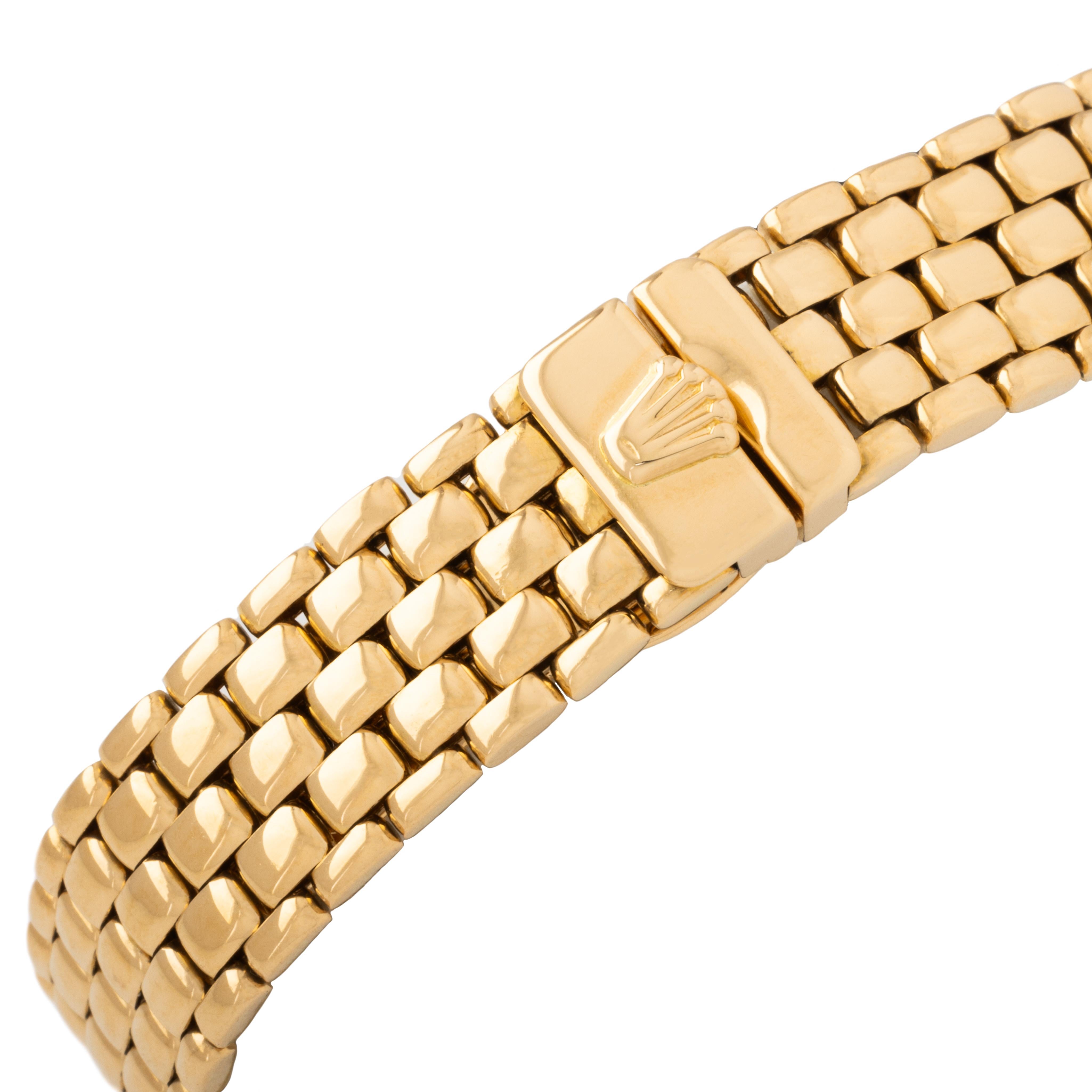 Rolex 18k Yellow Gold Cellini Model 6621 26mm Champagne Dial and Diamond Markers In Good Condition In New York, NY