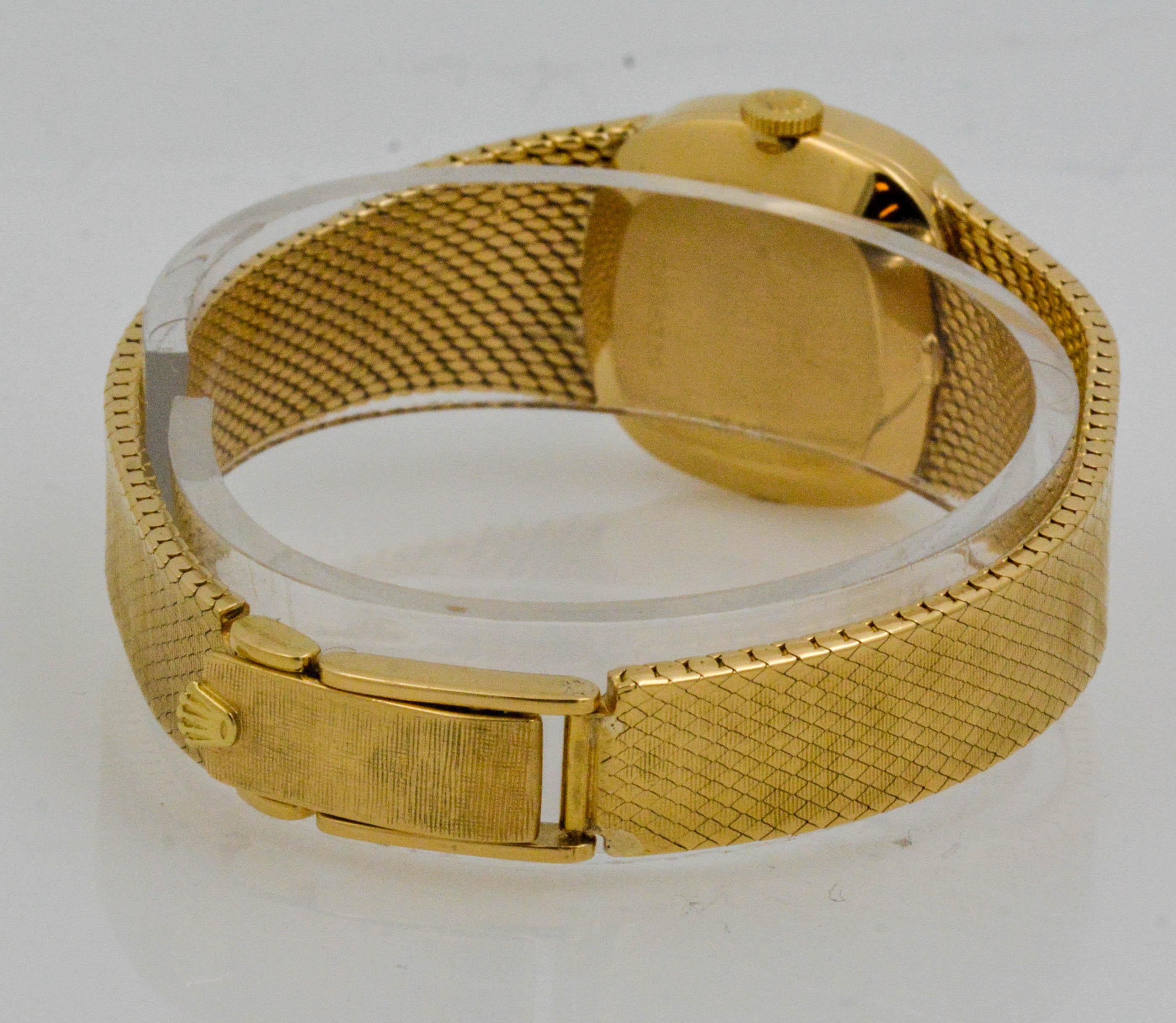 Women's Rolex 18 Karat Yellow Gold Cellini 'Precision' Textured Bracelet