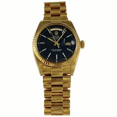 Vintage Rolex 18K Yellow Gold Day-Date President Black Confetti Dial Automatic Watch