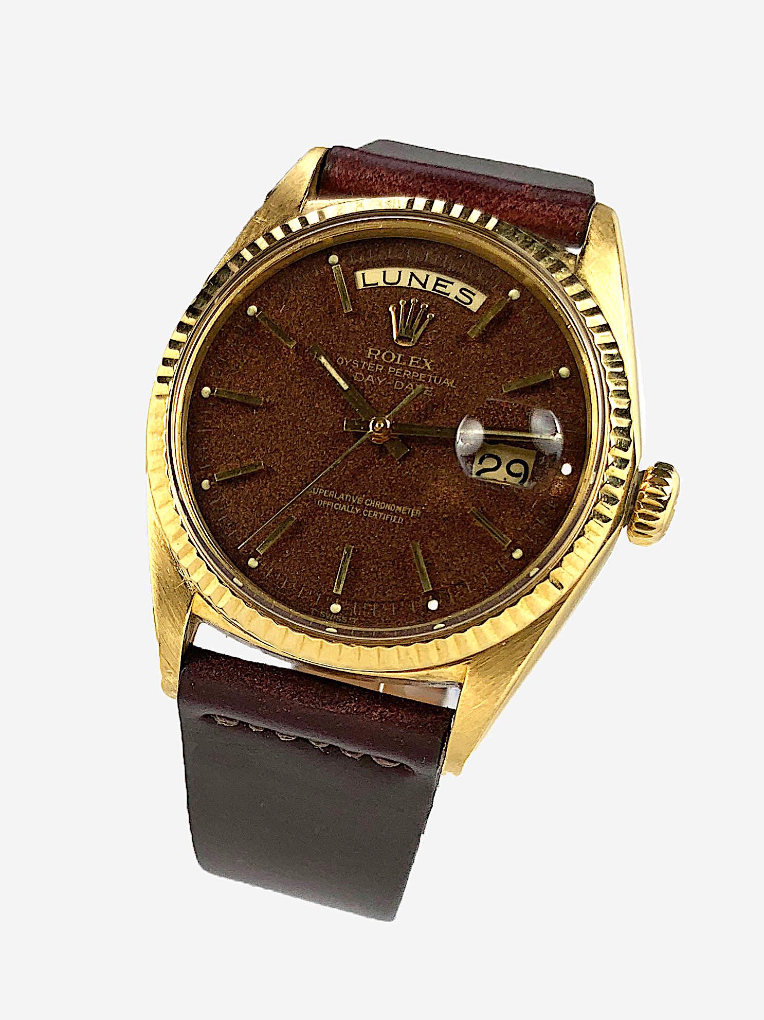 Rolex 18K Yellow Gold Day-Date President Confetti Dial Automatic Watch, 1960s For Sale 1