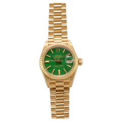 Rolex 18 Karat Gold Damen Austern-Perpetual Datejust mit grünem Stella-Zifferblatt